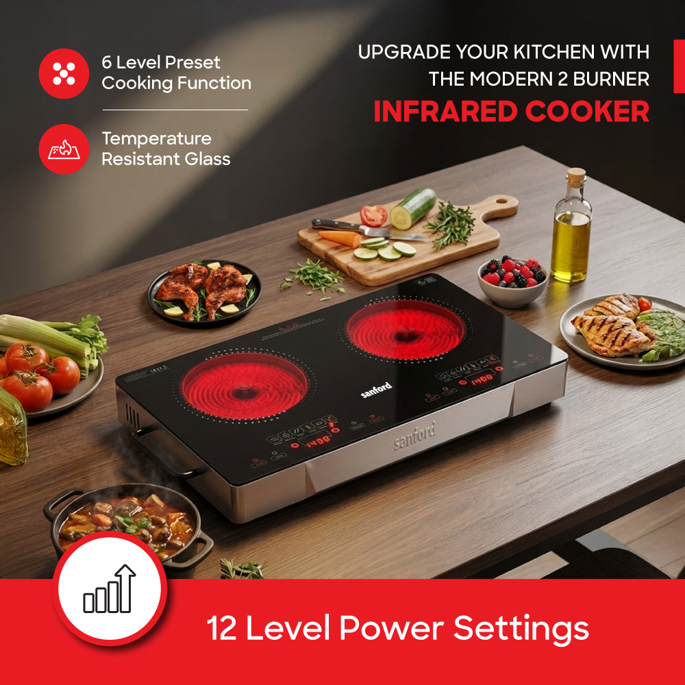 Sanford Infrared Cooker 2 Burner 2800W with Temperature Resistant Glass - SF5193IC Sanford KSA
