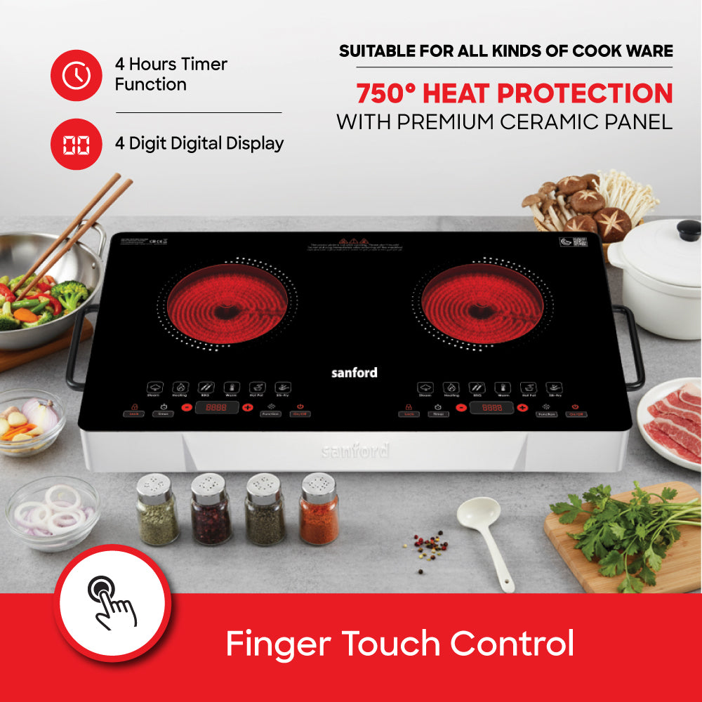 Sanford Infrared Cooker 2 Burner 2800W with Temperature Resistant Glass - SF5193IC Sanford KSA