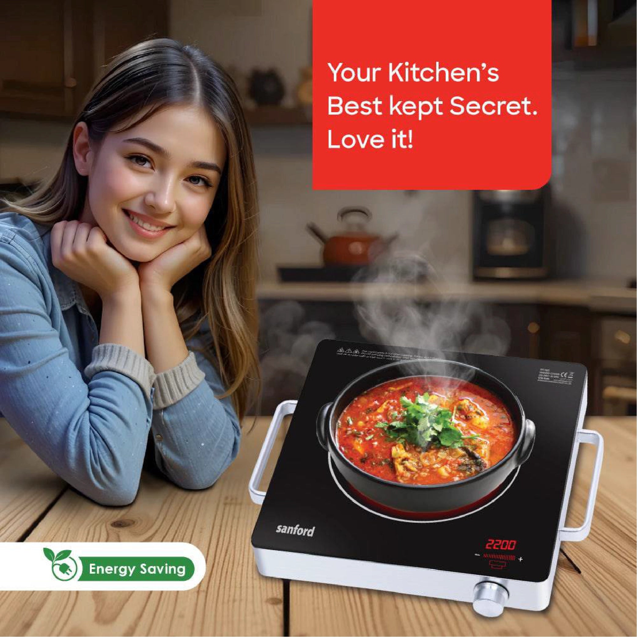 Sanford Infrared Cooker 2200W with Ceramic Glass Surface & LED Display - SF5196IC