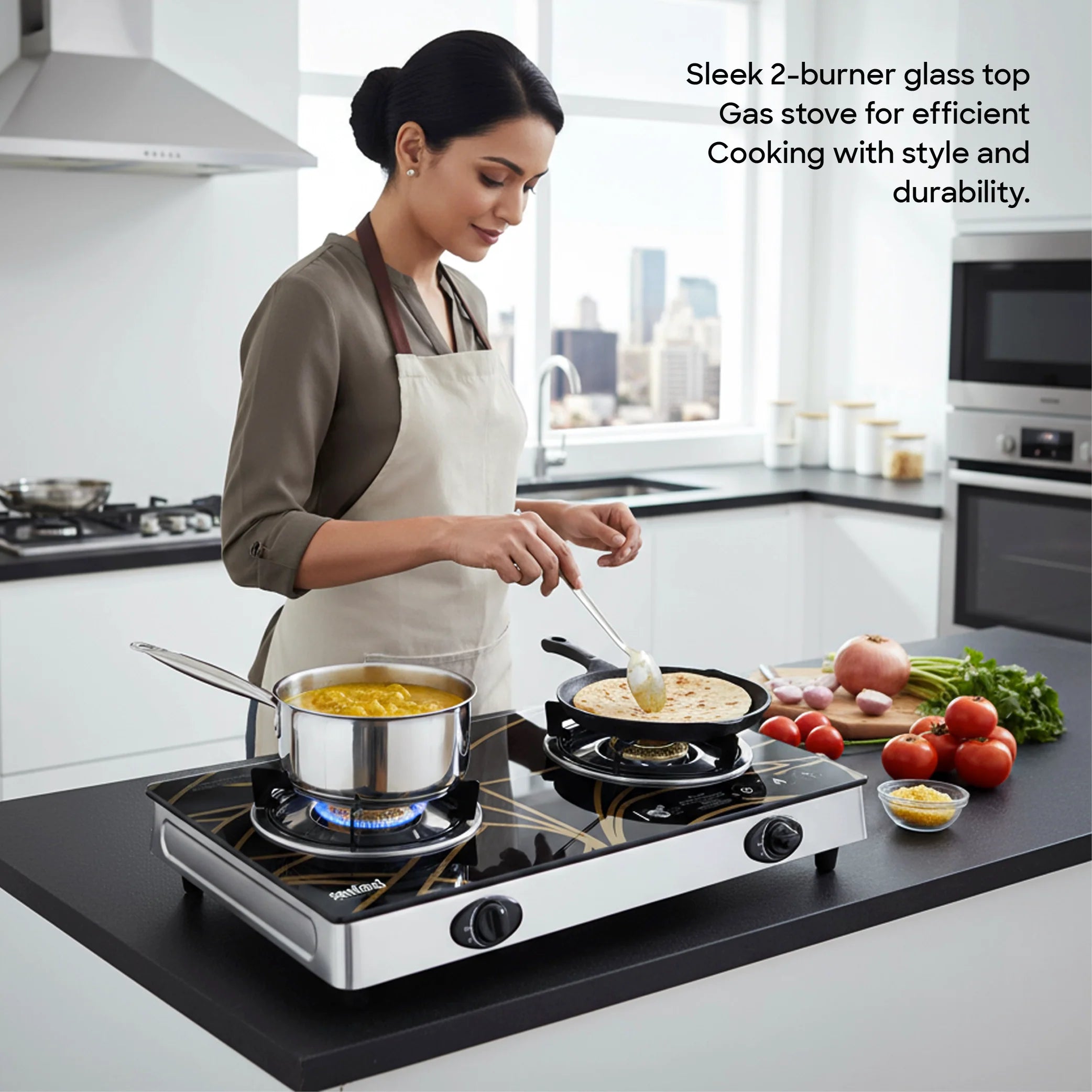  double burner glass gas stove 8mm durable sanford 4