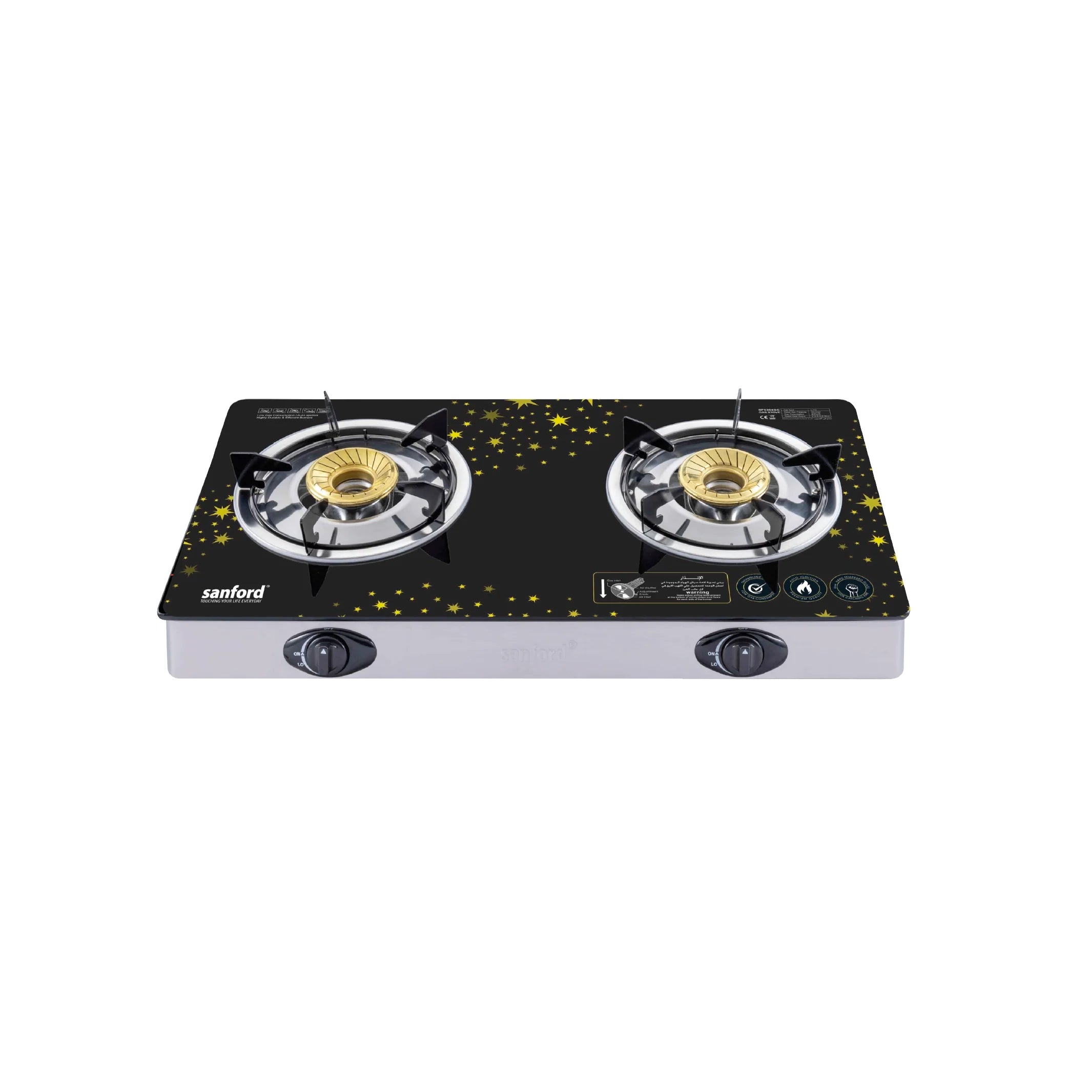 double burner glass gas stove durable sanford 1