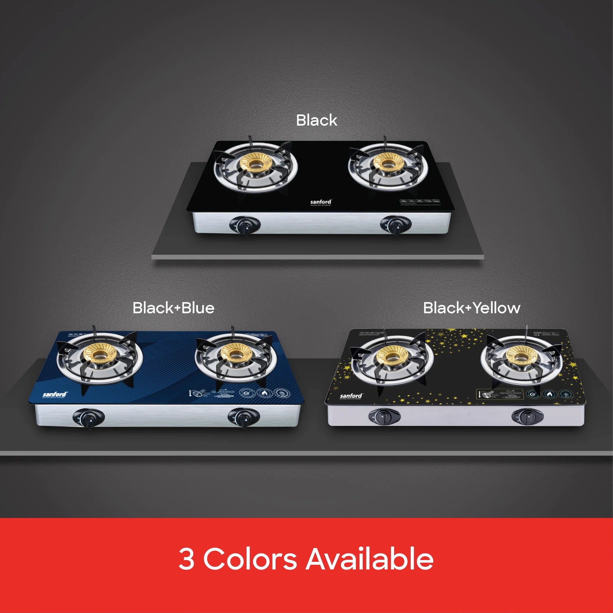 double burner glass gas stove durable sanford 5