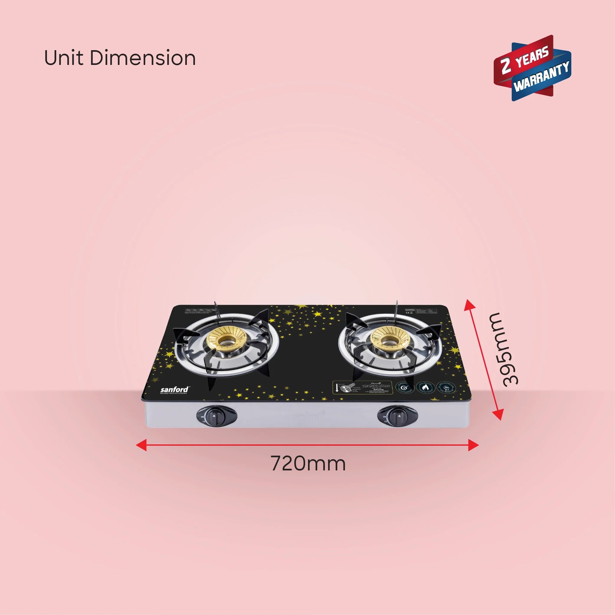 double burner glass gas stove durable sanford 6