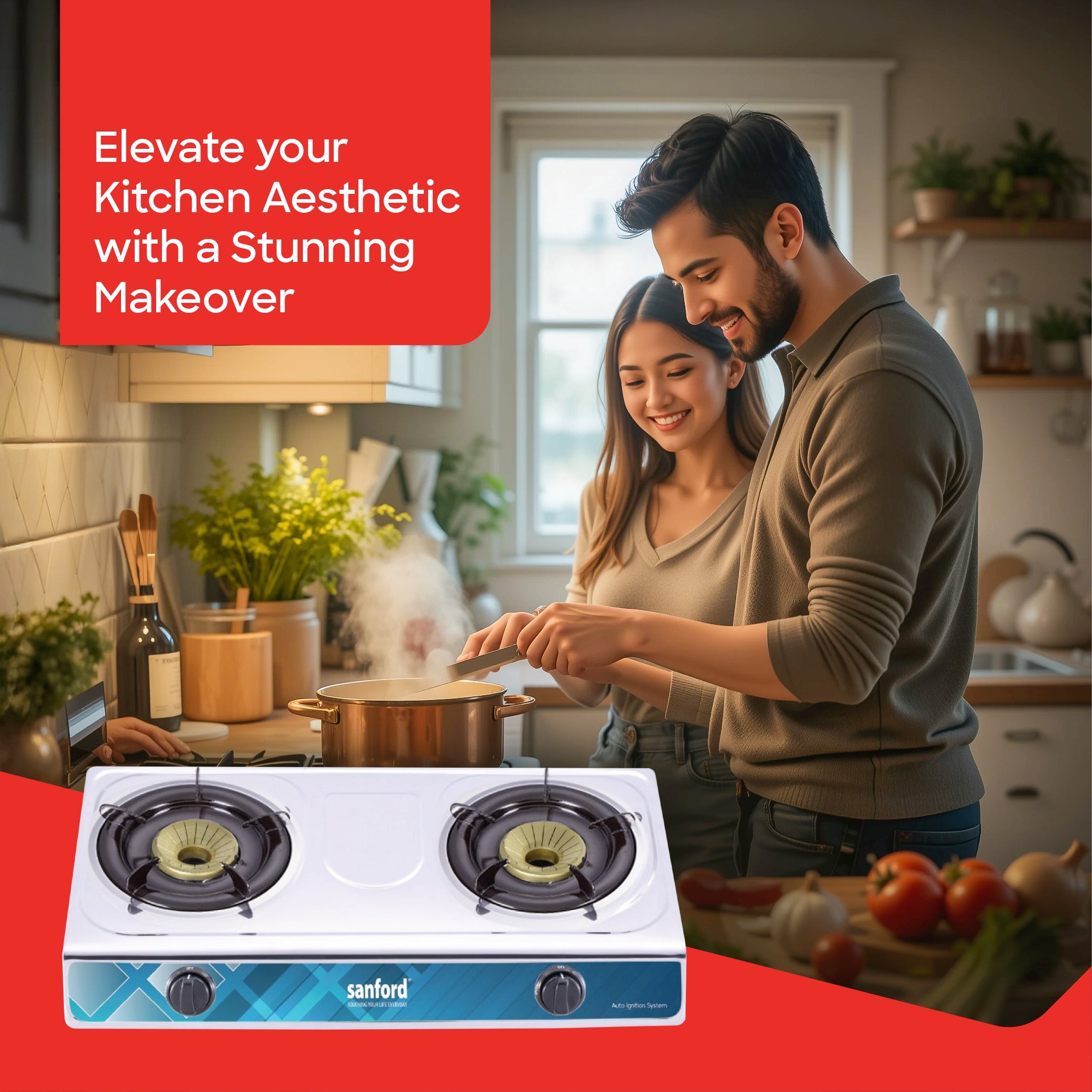 Sanford 2 Burner Gas Stove Stainless Steel with Whirl-Wind Blue Flame - SF5313GCB Sanford KSA