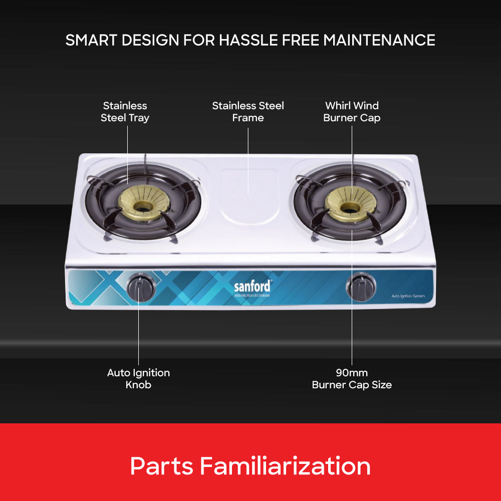 Sanford SF5313GC-B stainless steel stove side profile