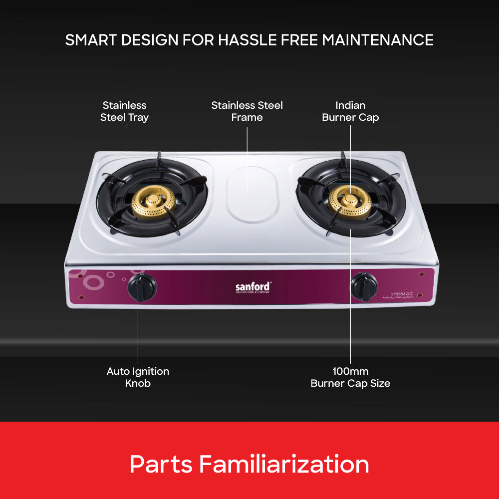 Sanford SF5353GC stainless steel stove side profile