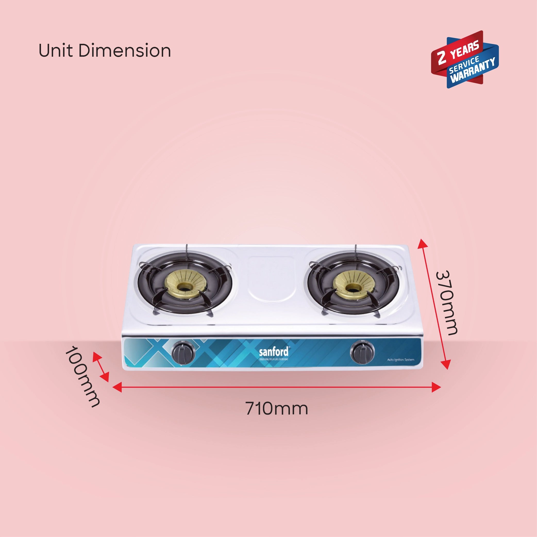Sanford 2 Burner Gas Stove Stainless Steel with Whirl-Wind Blue Flame - SF5313GCB Sanford KSA