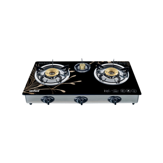 Sanford 3 Burner Gas Stove Toughened Glass with Auto Ignition & Whirl-Wind Burner Cap - SF5326GC-B Sanford KSA
