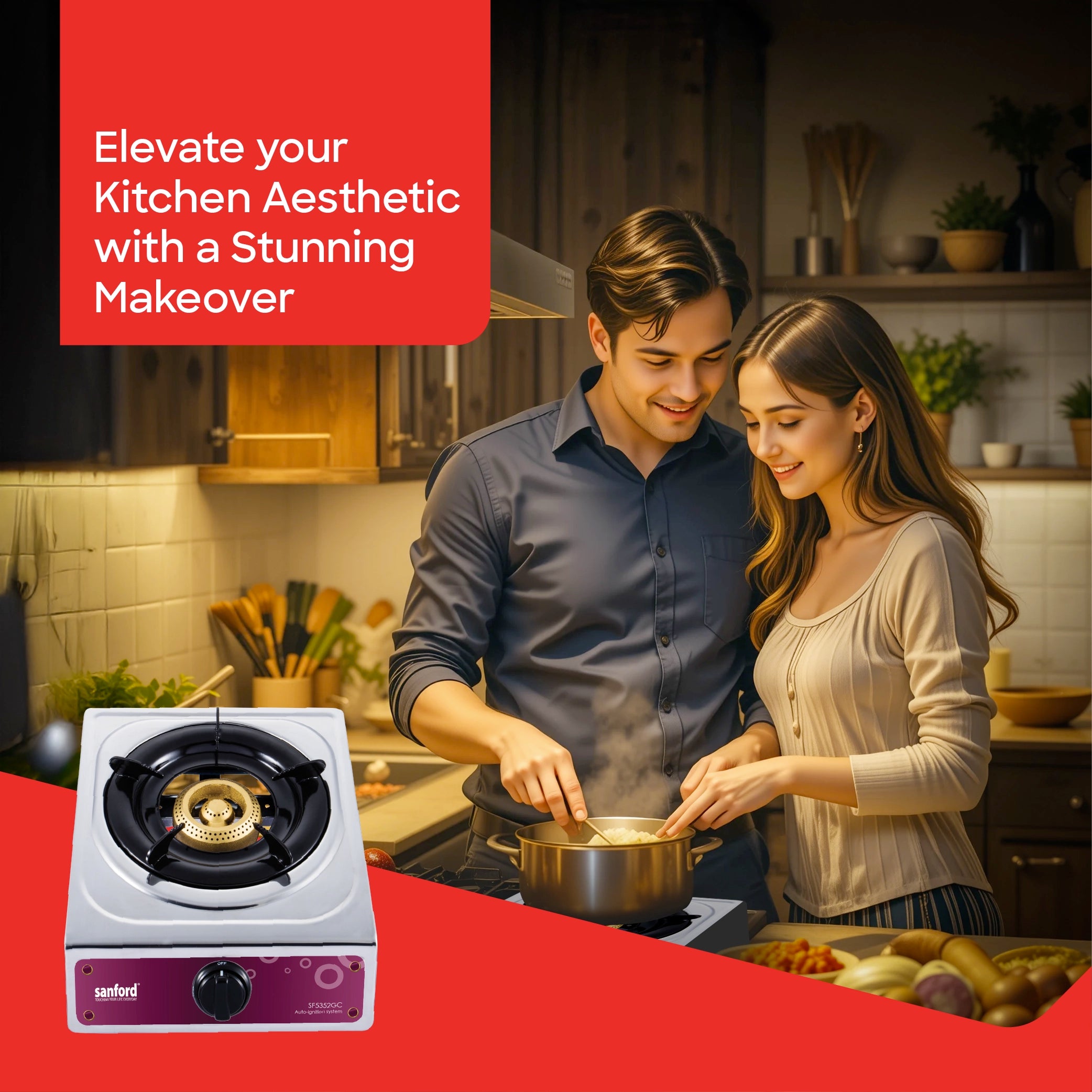 Sanford 1 Burner Gas Stove Stainless Steel with Auto Ignition & Blue Flame - SF5352GC Sanford KSA