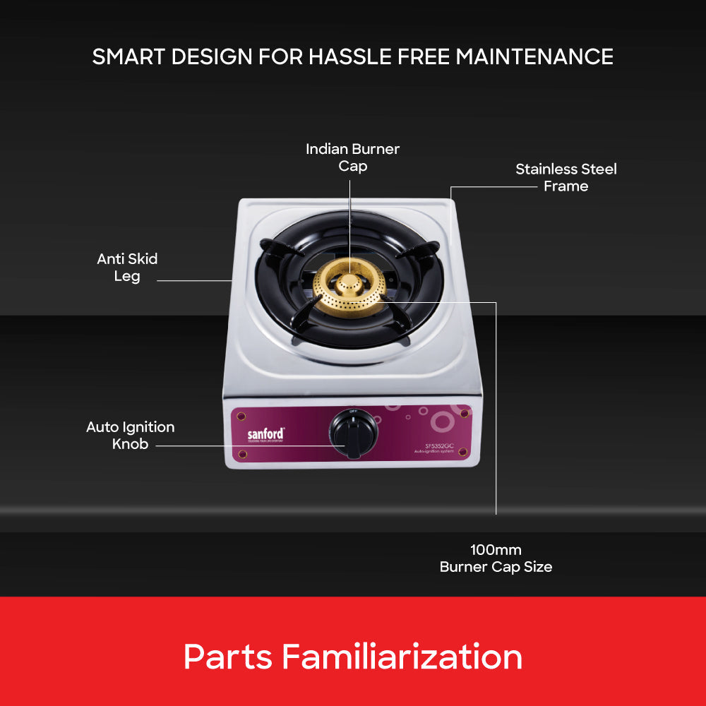 Sanford SF5352GC stainless steel stove side profile