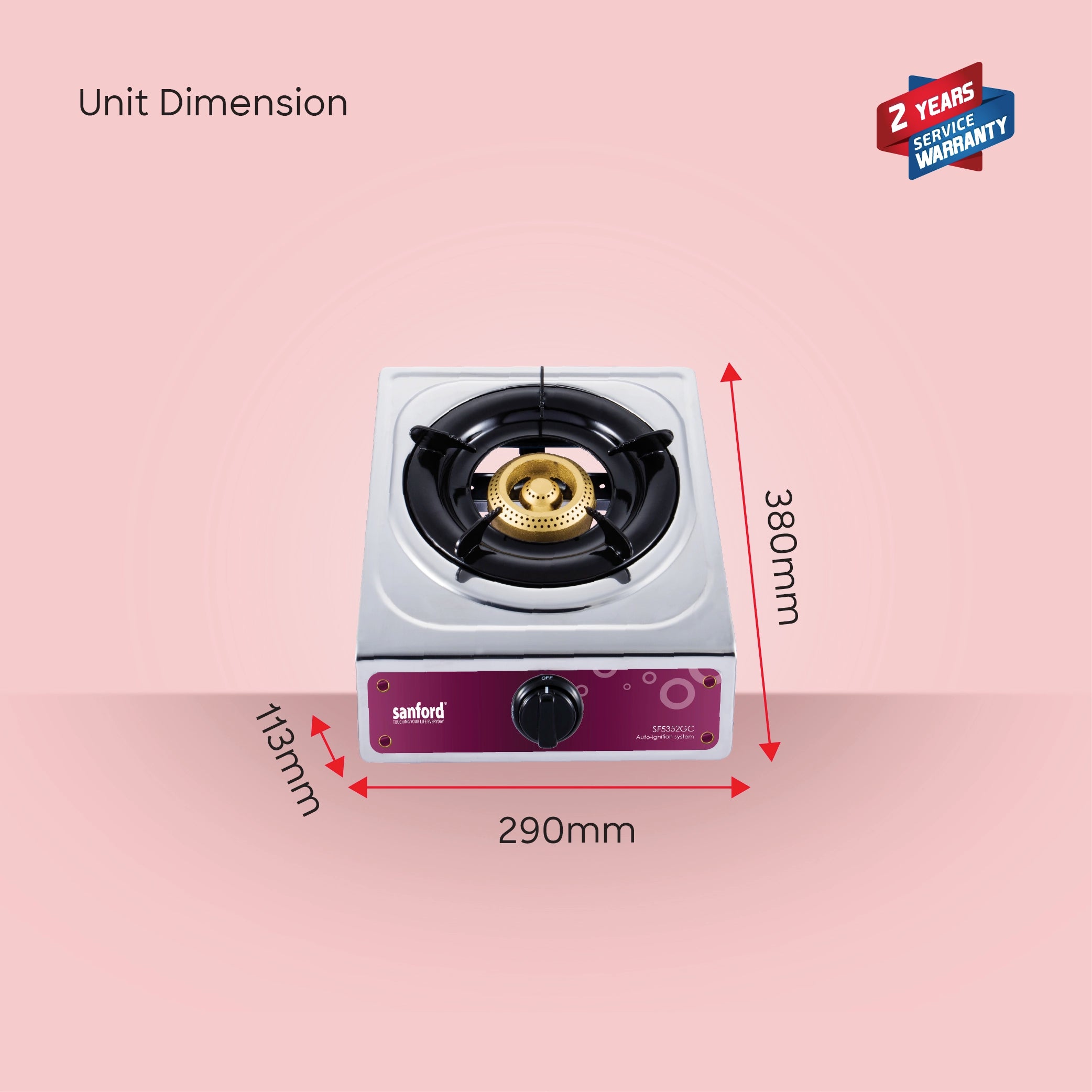 Sanford 1 Burner Gas Stove Stainless Steel with Auto Ignition & Blue Flame - SF5352GC Sanford KSA