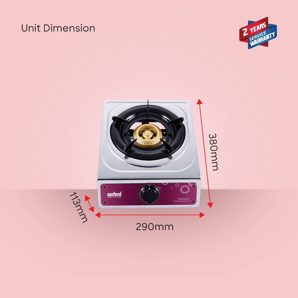 Sanford SF5352GC 1 burner gas stove compact dimensions