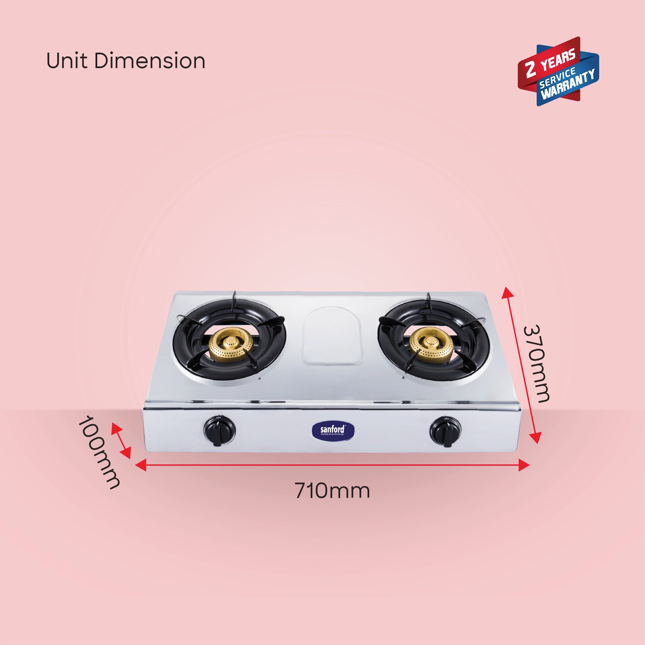 Sanford 2 Burner Gas Stove Stainless Steel with Auto Ignition & Blue Flame - SF5356GC Sanford KSA
