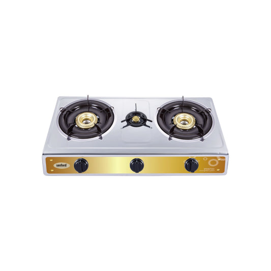 Sanford 3 Burner Gas Stove Stainless Steel with Auto Ignition, Blue Flame & Indian Cap - SF5357GC-A Sanford KSA