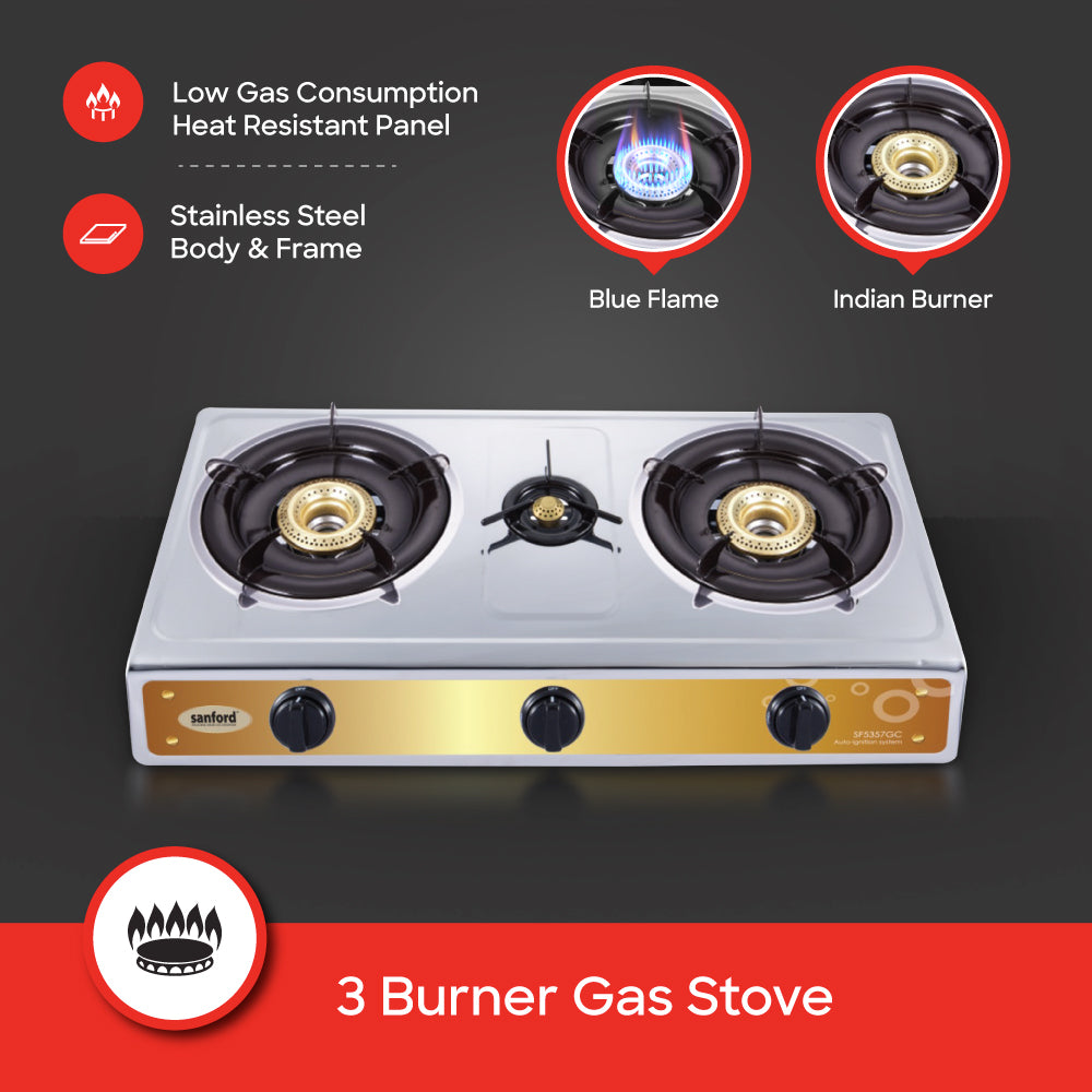 Sanford SF5357GC-A 3 burner stove burner configuration top view