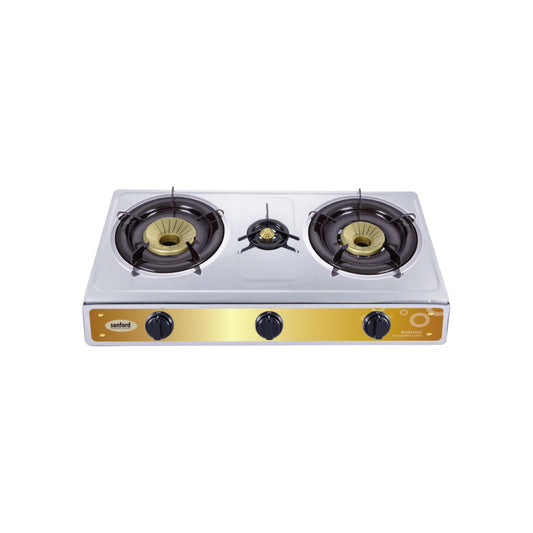 Sanford 3 Burner Gas Stove Stainless Steel with Auto Ignition, Blue Flame & Whirl-Wind Cap - SF5357GC-B Sanford KSA