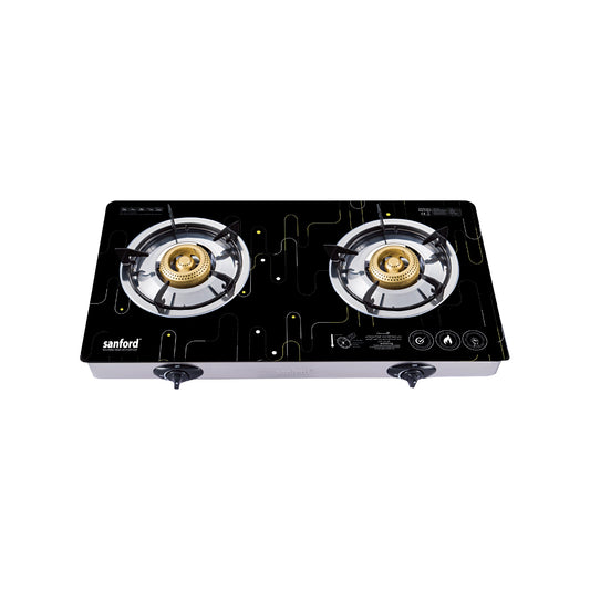 Sanford 2 Burner Gas Stove Toughened Glass with Auto Ignition & Brass Burners - SF5361GC Sanford KSA