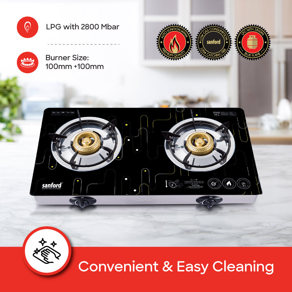 Sanford SF5361GC gas stove control knobs and ignition detail