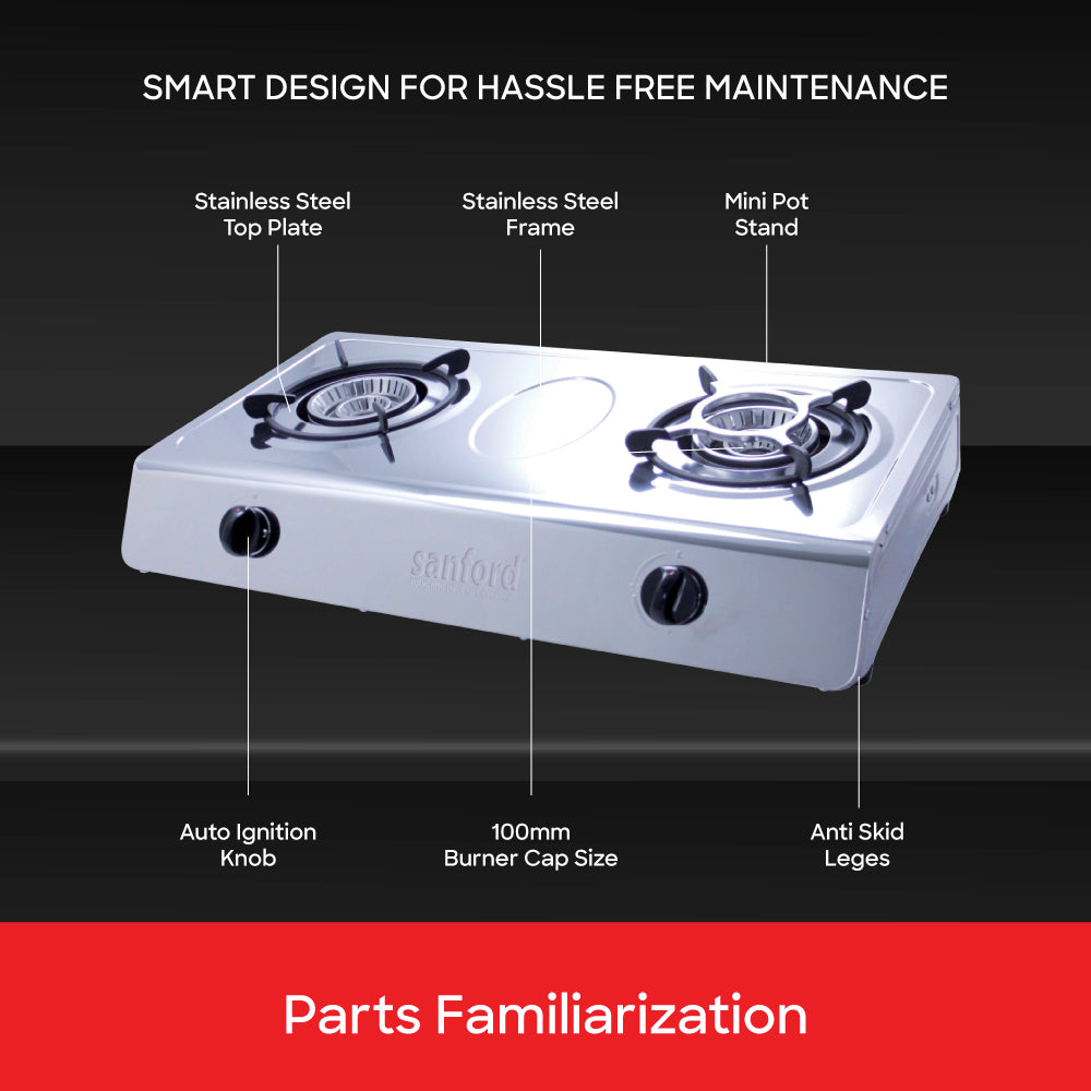 Sanford 2 Burner Gas Stove Stainless Steel with Auto Ignition & Powerful Flame - SF5401GC Sanford KSA