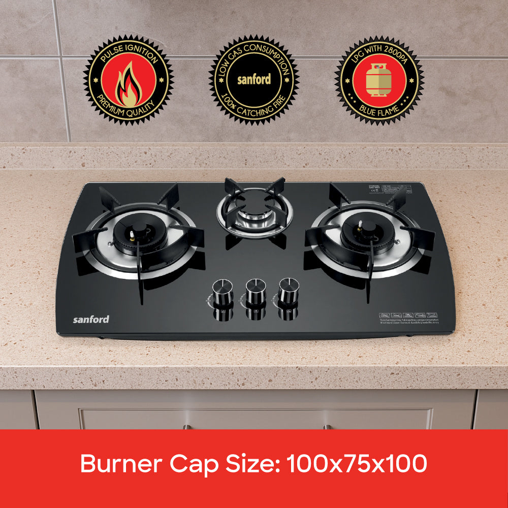 Sanford SF5404GC 3 burner hob burner configuration top view