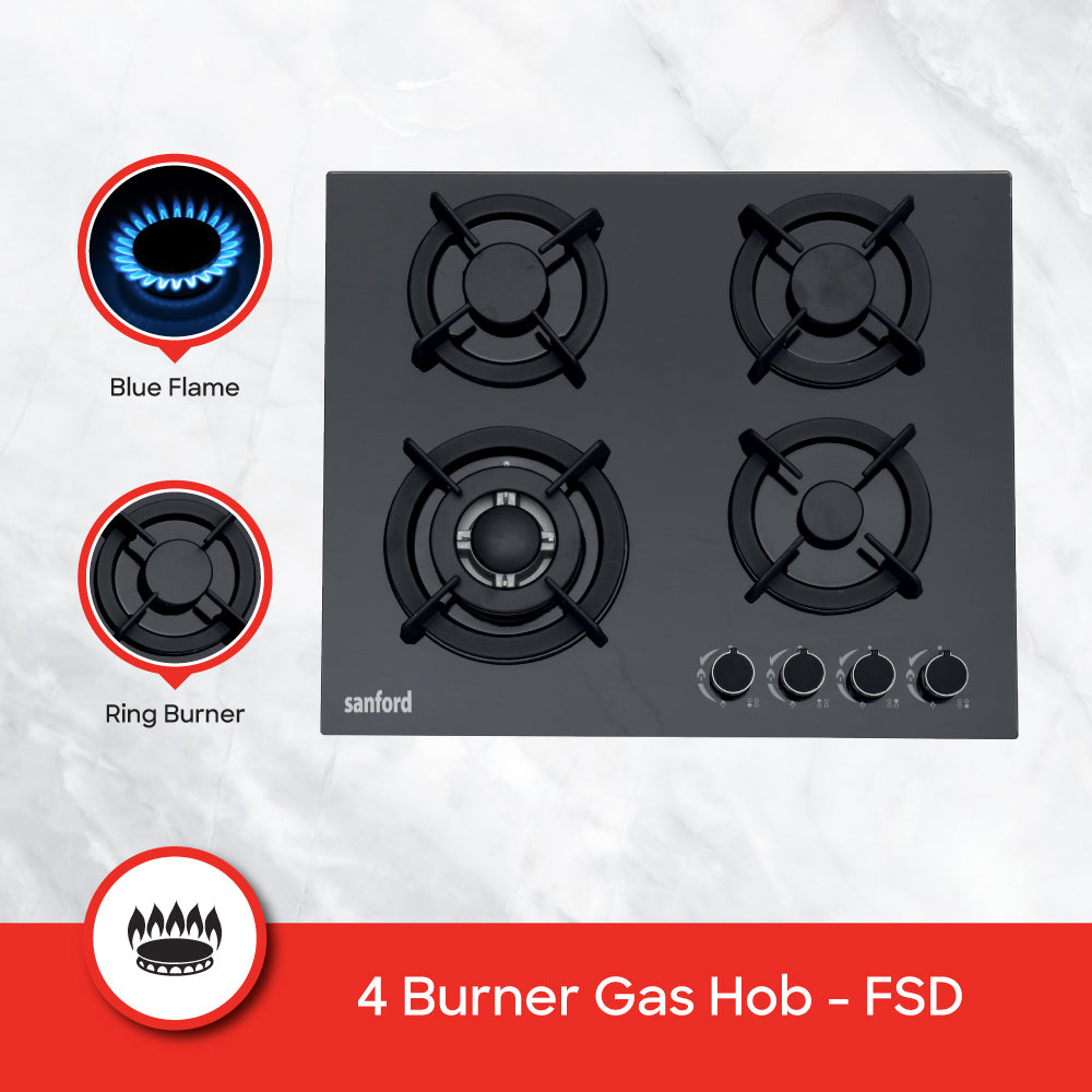 Sanford SF5454GH 4 burner hob burner configuration top view