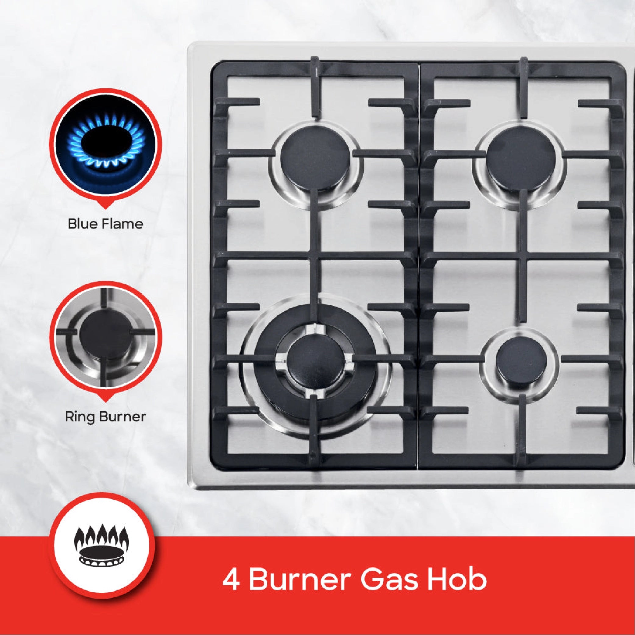 Sanford Gas Hob 4 Burner Stainless Steel Body & Auto Ignition - SF5455GH Sanford KSA