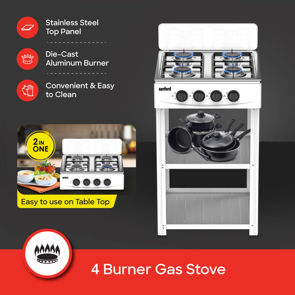 Sanford SF5460GC 4 burner stove with stand side profile