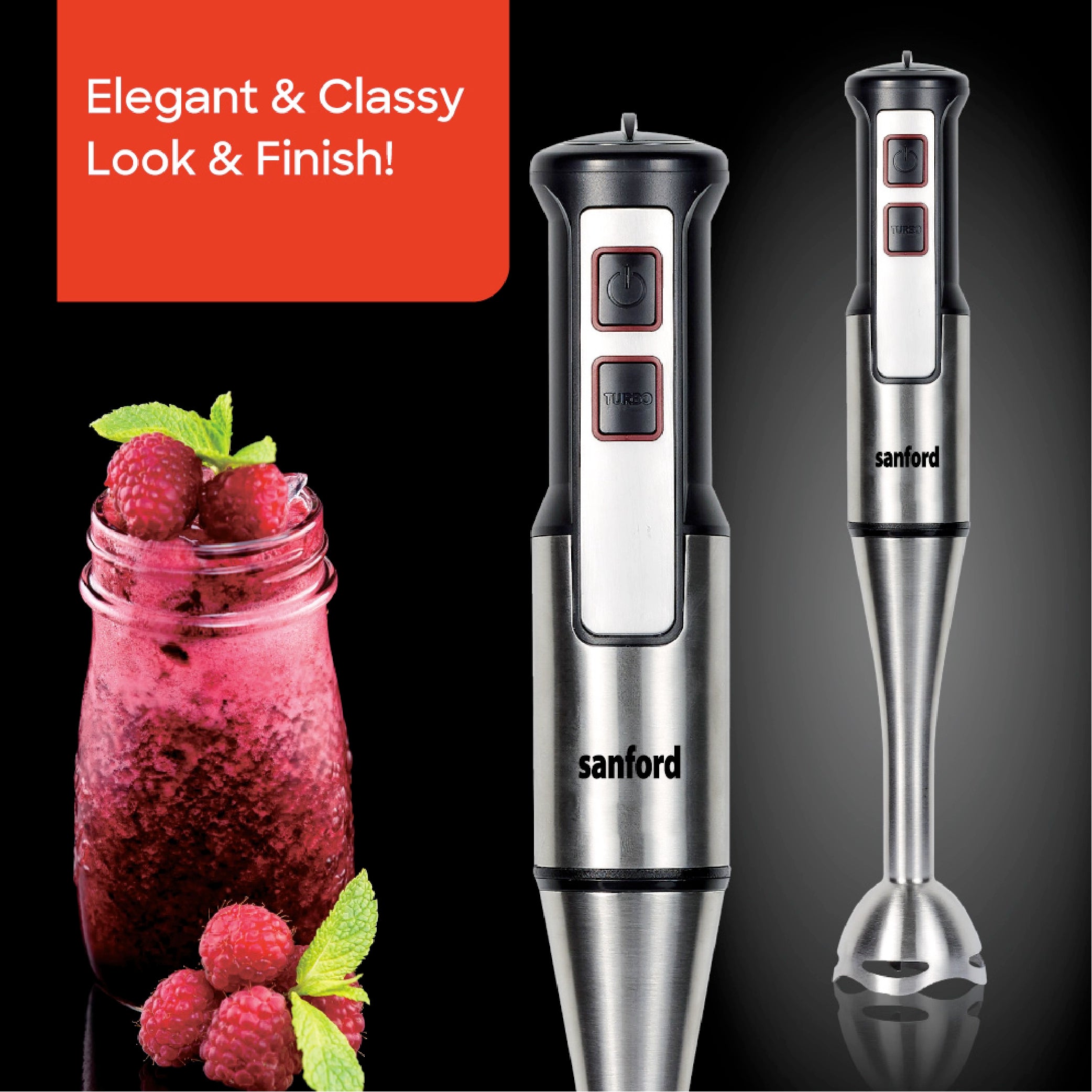 Sanford Hand Blender 800W with Adjustable Speed & Turbo Function, Stainless Steel Rod - SF5510BR Sanford KSA