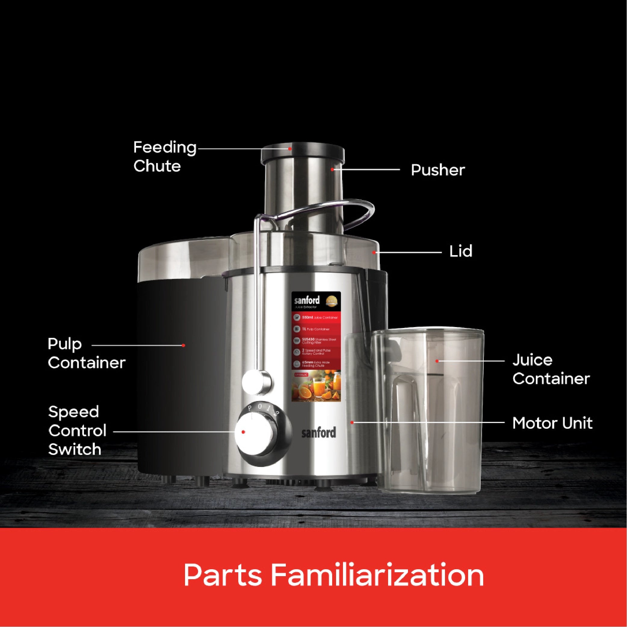 Sanford Juice Extractor KSA 500W Copper Motor 2 Speed - SF5546JC Sanford KSA
