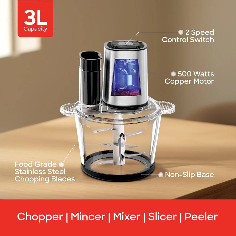 Sanford SF5580FC 3L food chopper 6-in-1 attachments display