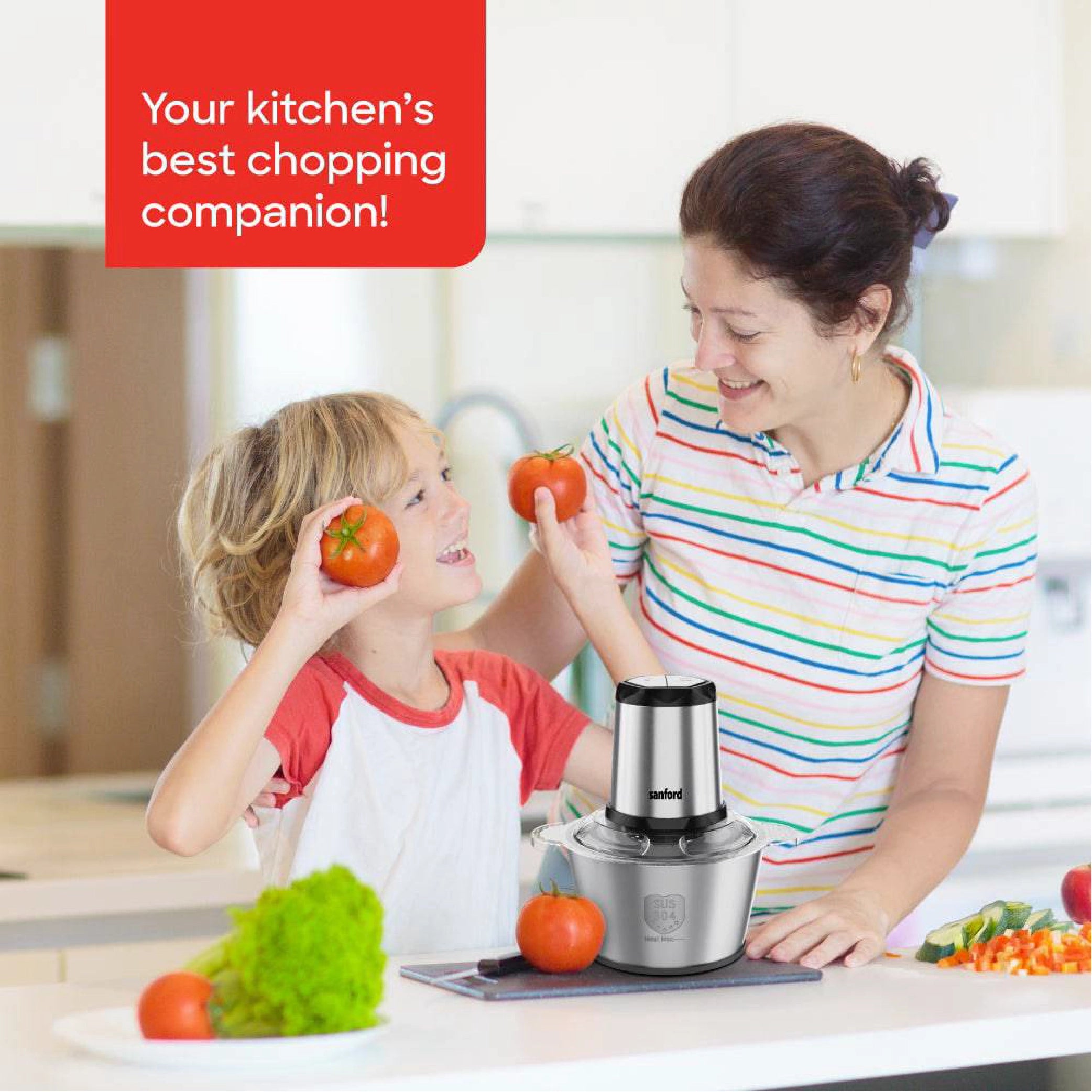 Sanford 3-in-1 Food Chopper 2L with Stainless Steel Bowl 500W - SF5583FC