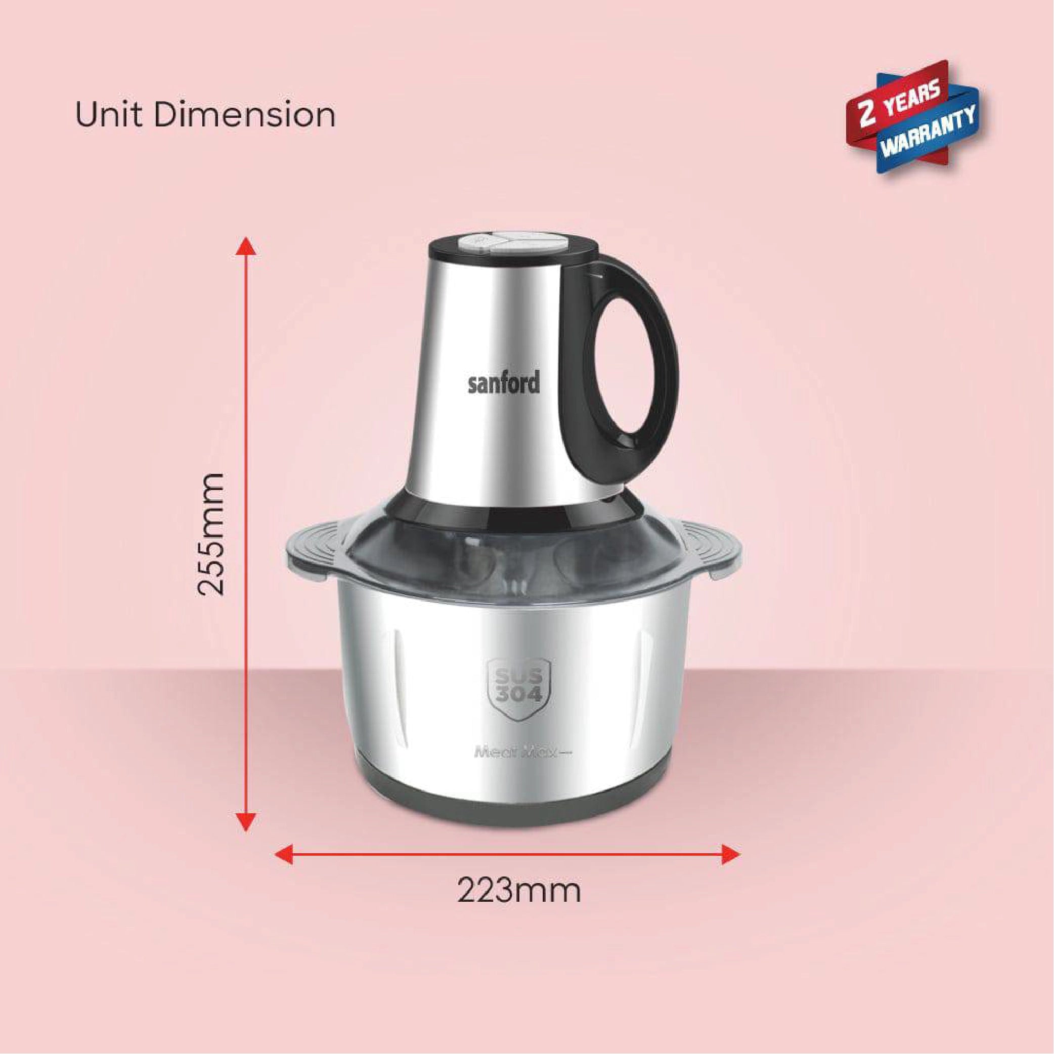 Sanford 3-in-1 Food Chopper 2L with Stainless Steel Bowl 500W - SF5583FC Sanford KSA