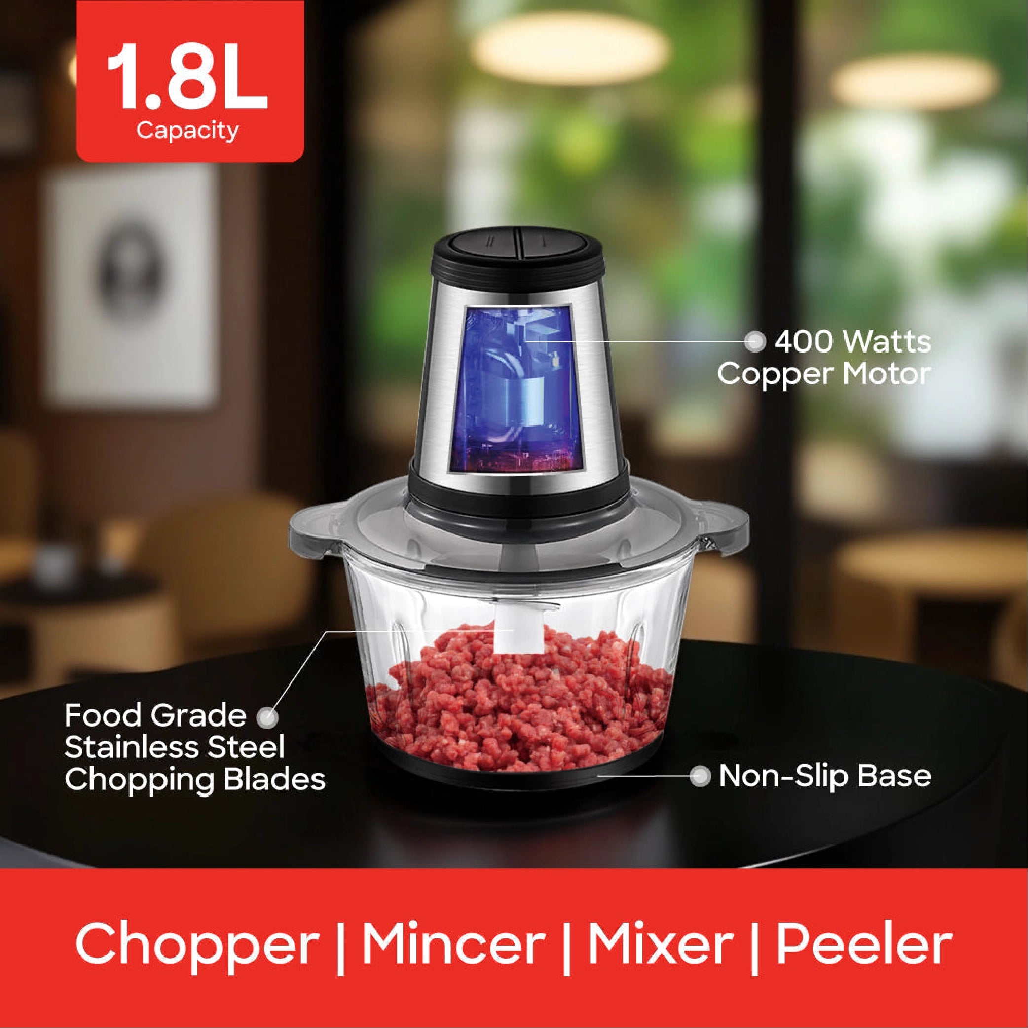 Sanford 3-in-1 Food Chopper 2L with Glass Bowl 500W - SF5584FC Sanford KSA