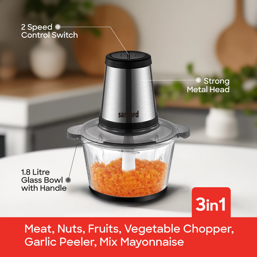 Sanford SF5584FC chopper glass bowl and lid close-up