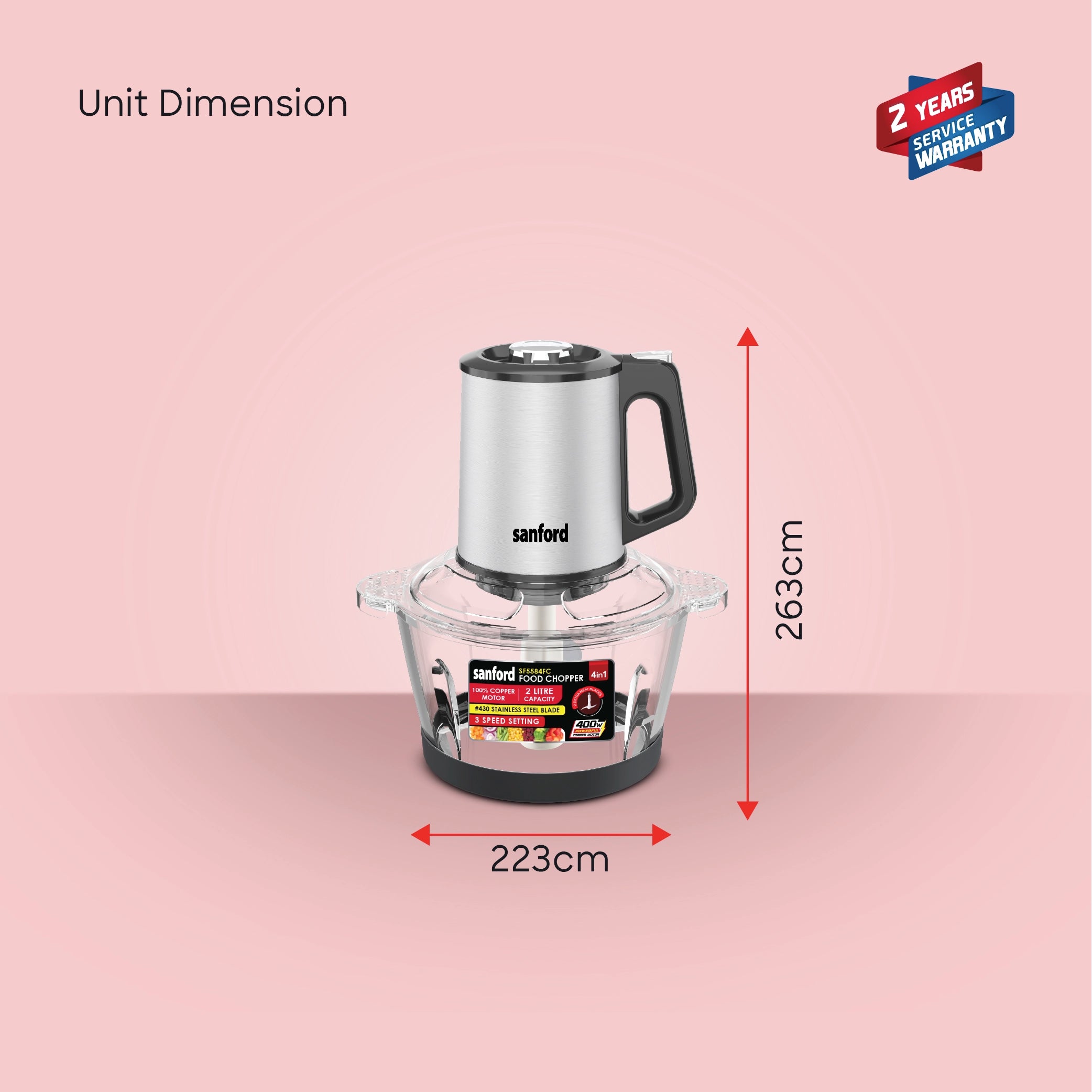 Sanford Food Chopper 8L 1300W Copper Motor 3 Speed - SF5586FC Sanford KSA