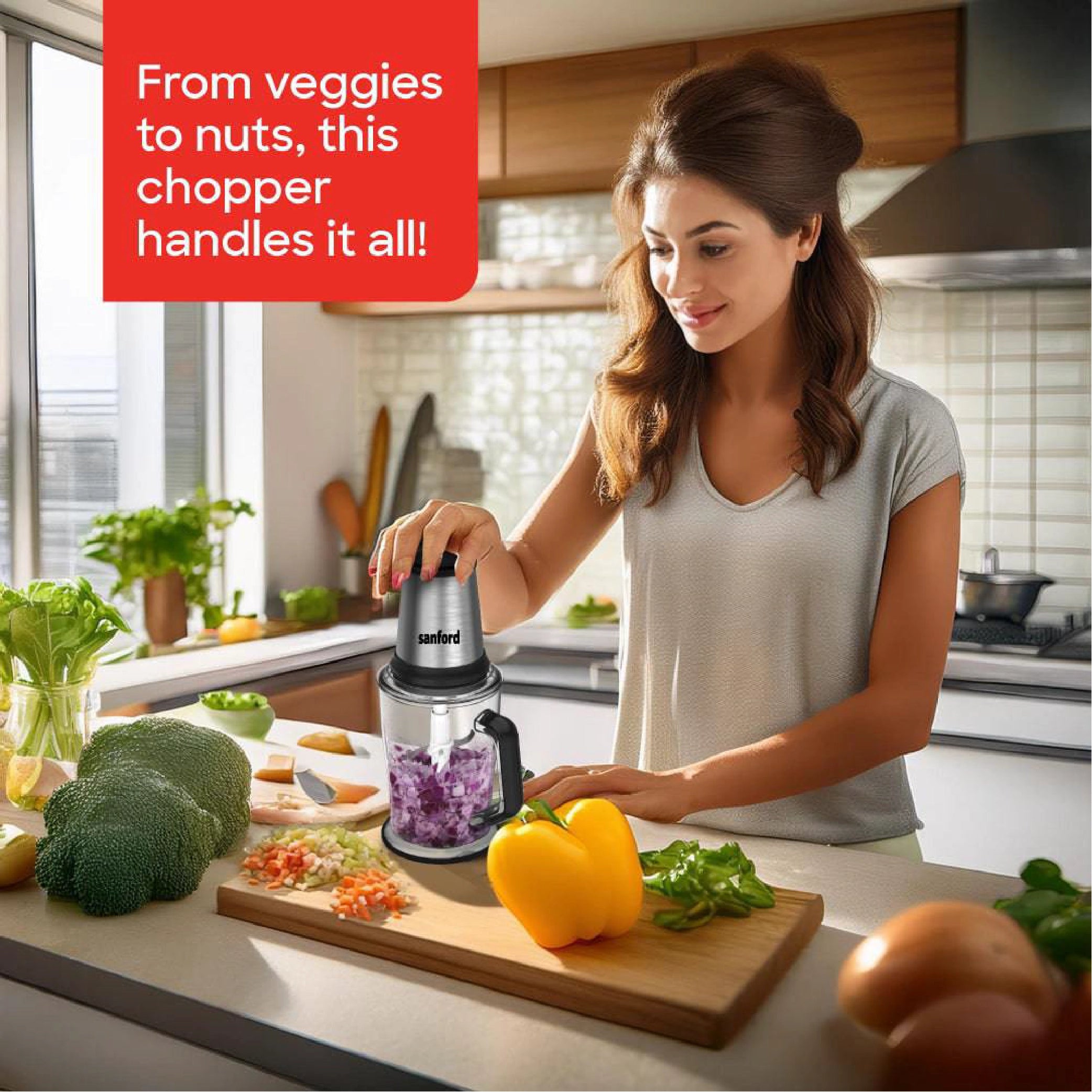 Sanford Food Chopper 2L with AS Jar & Stainless Steel Blades 400W - SF5587FC Sanford KSA
