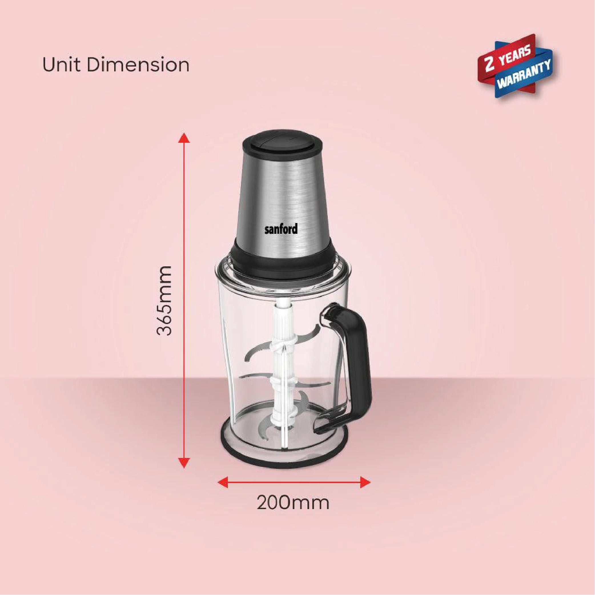 Sanford Food Chopper 2L with AS Jar & Stainless Steel Blades 400W - SF5587FC Sanford KSA