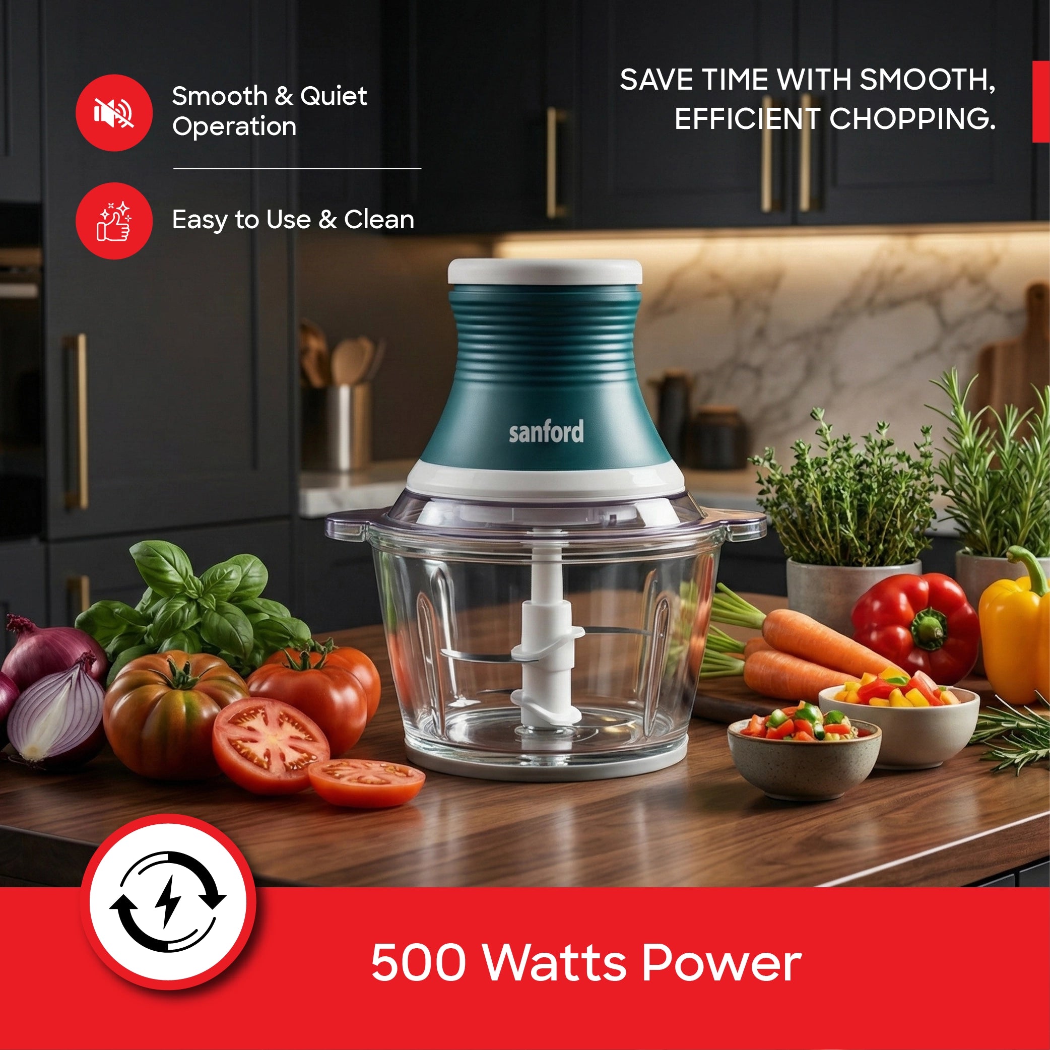 Sanford Food Chopper 2L with Glass Bowl & Copper Motor 500W - SF5588FC Sanford KSA