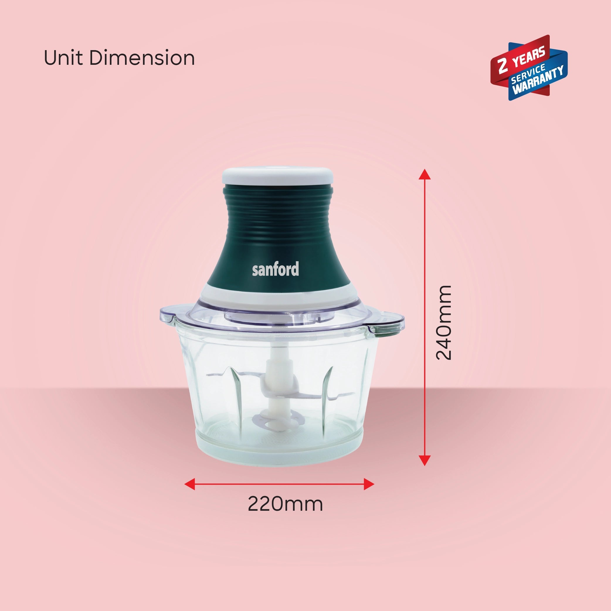 Sanford Food Chopper 2L with Glass Bowl & Copper Motor 500W - SF5588FC Sanford KSA