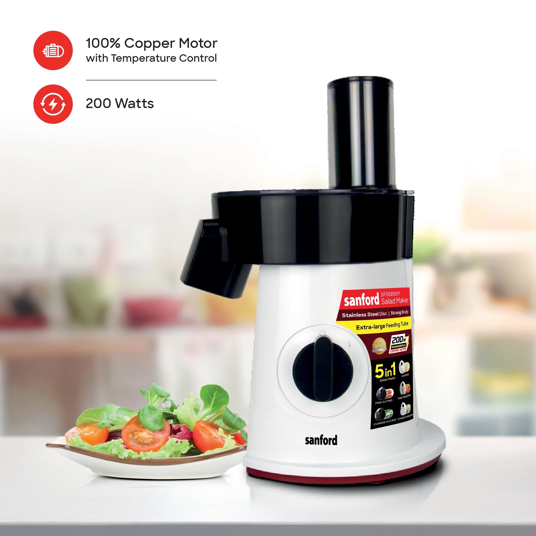 Sanford Salad Maker 5in1 200W with 5 Stainless Steel Discs - SF5589SM Sanford KSA