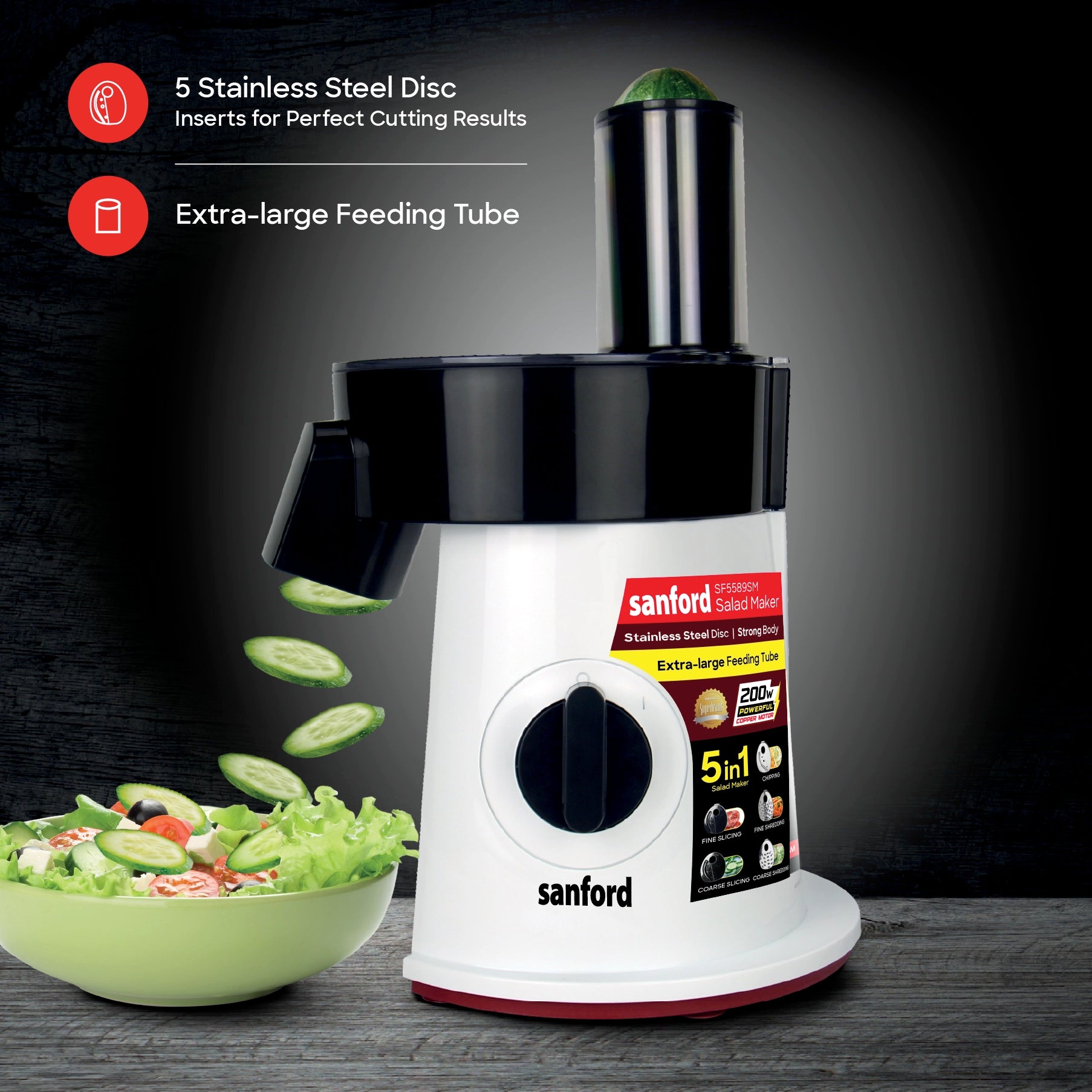 Sanford Salad Maker 5in1 200W with 5 Stainless Steel Discs - SF5589SM Sanford KSA