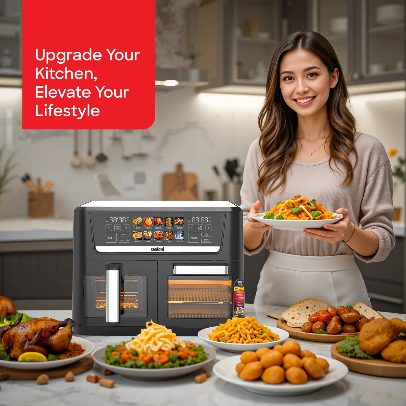 Sanford Air Fryer with Oven 5in1 14L 2800W Dual Control - SF5617EO Sanford KSA