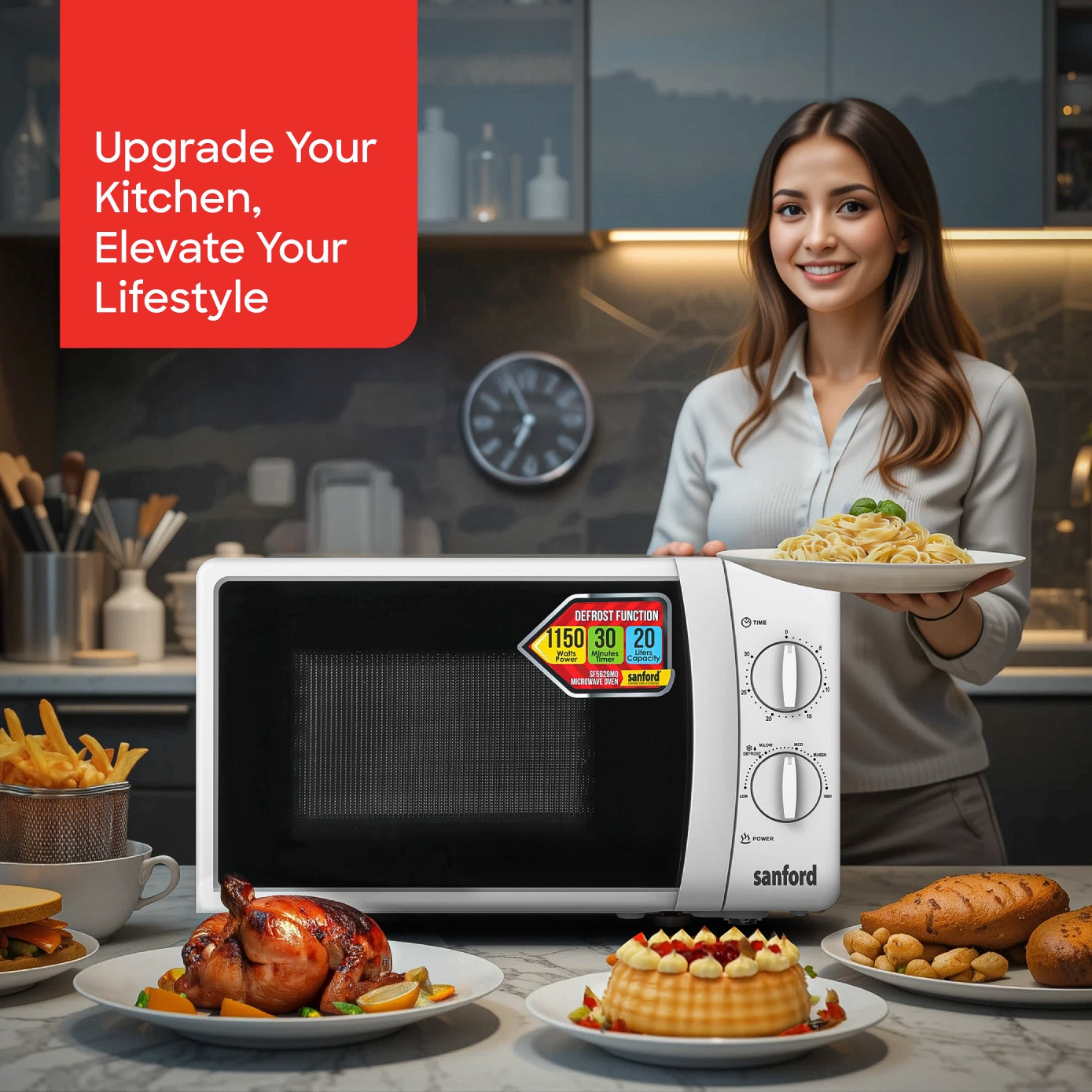 Sanford Microwave Oven 20L with Manual Control and 6 Power Levels - SF5629MO Sanford KSA