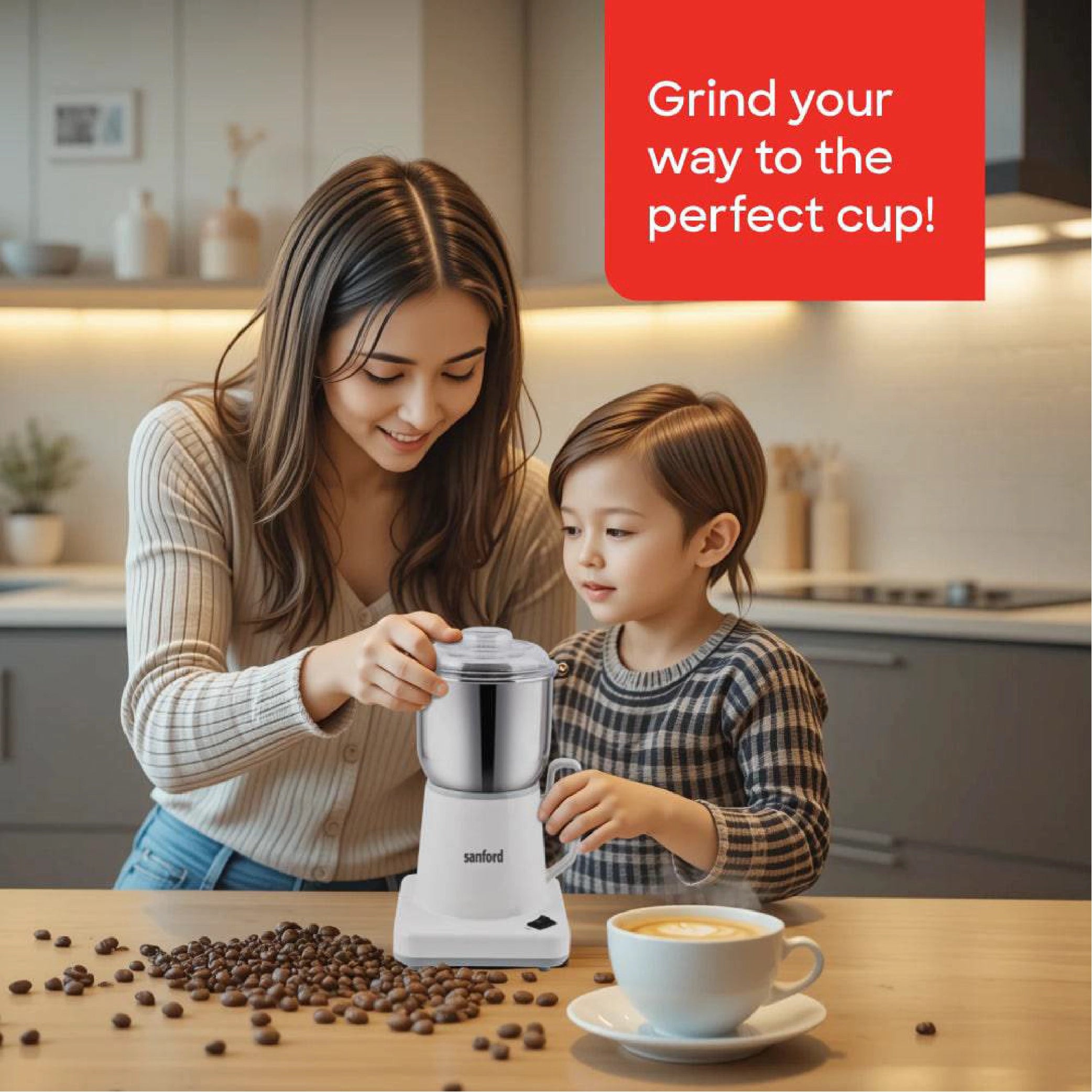 Sanford Coffee Grinder 350W with Copper Motor & 900g Stainless Steel Jar - SF5651CG Sanford KSA