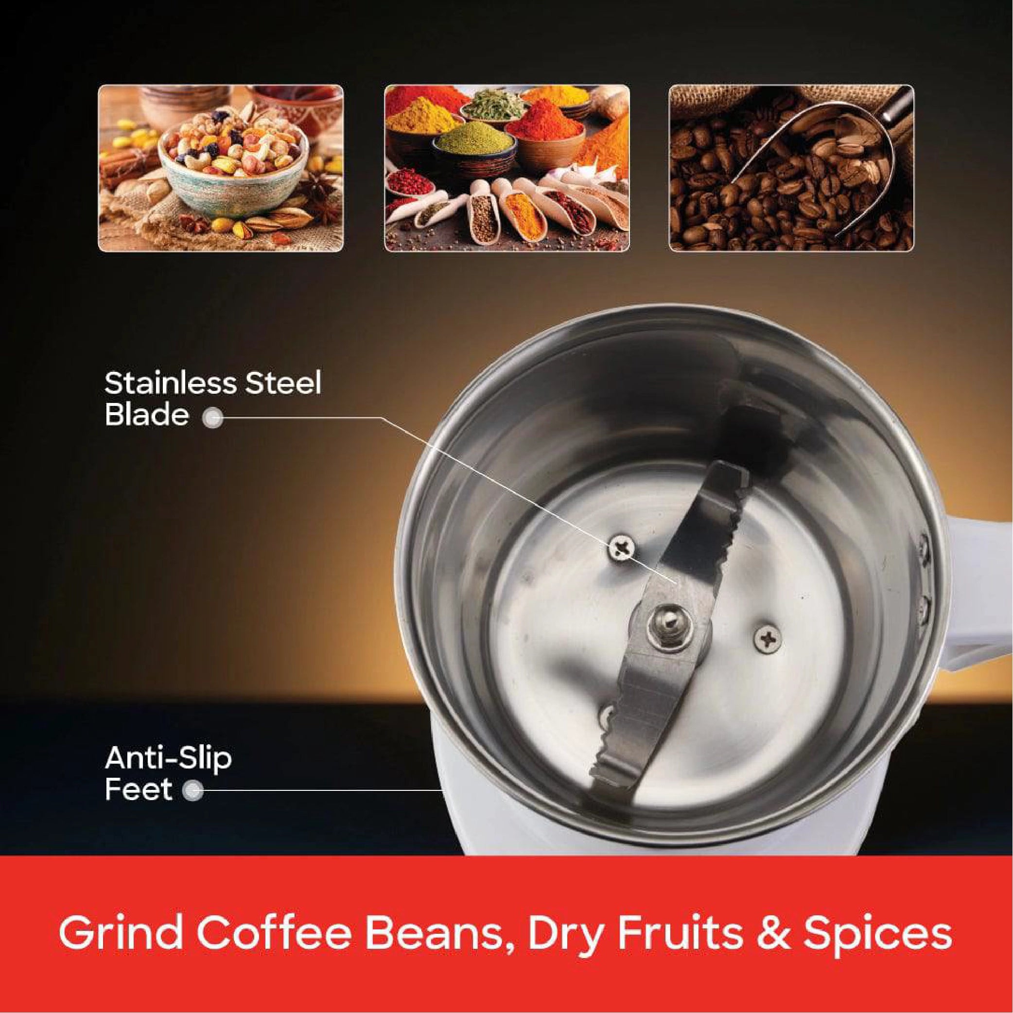 Sanford Coffee Grinder 350W with Copper Motor & 900g Stainless Steel Jar - SF5651CG Sanford KSA