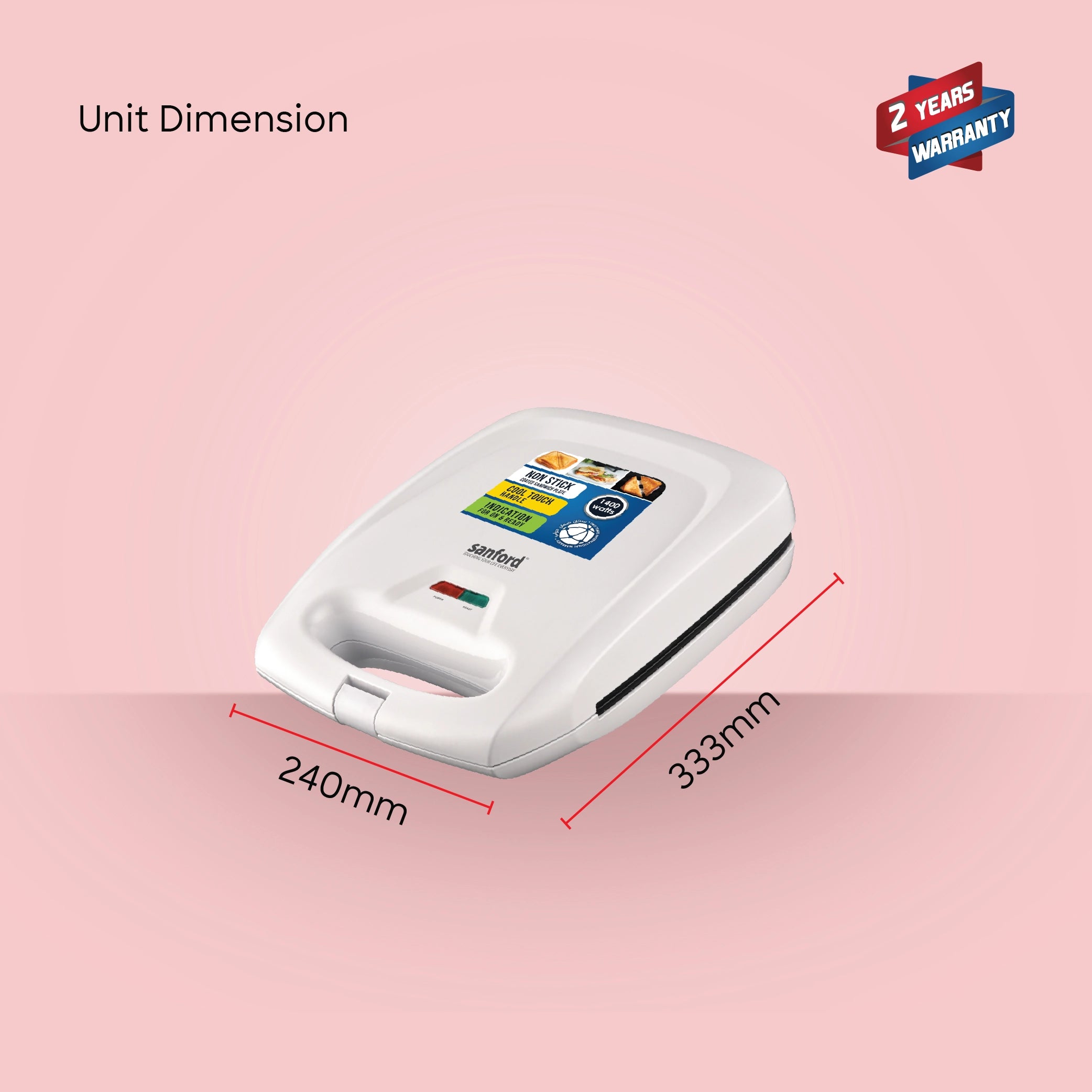 Sanford 4-Slice Sandwich Maker with Non-Stick Plates & Keep Warm Function Sanford KSA