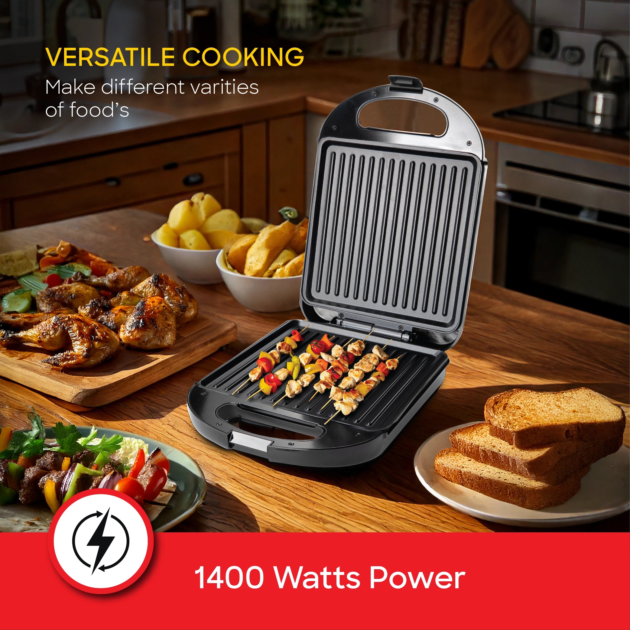 Sanford 1400W Electric Grill with Non-Stick Plate, Cool-Touch Handle & Keep Warm Function Sanford KSA