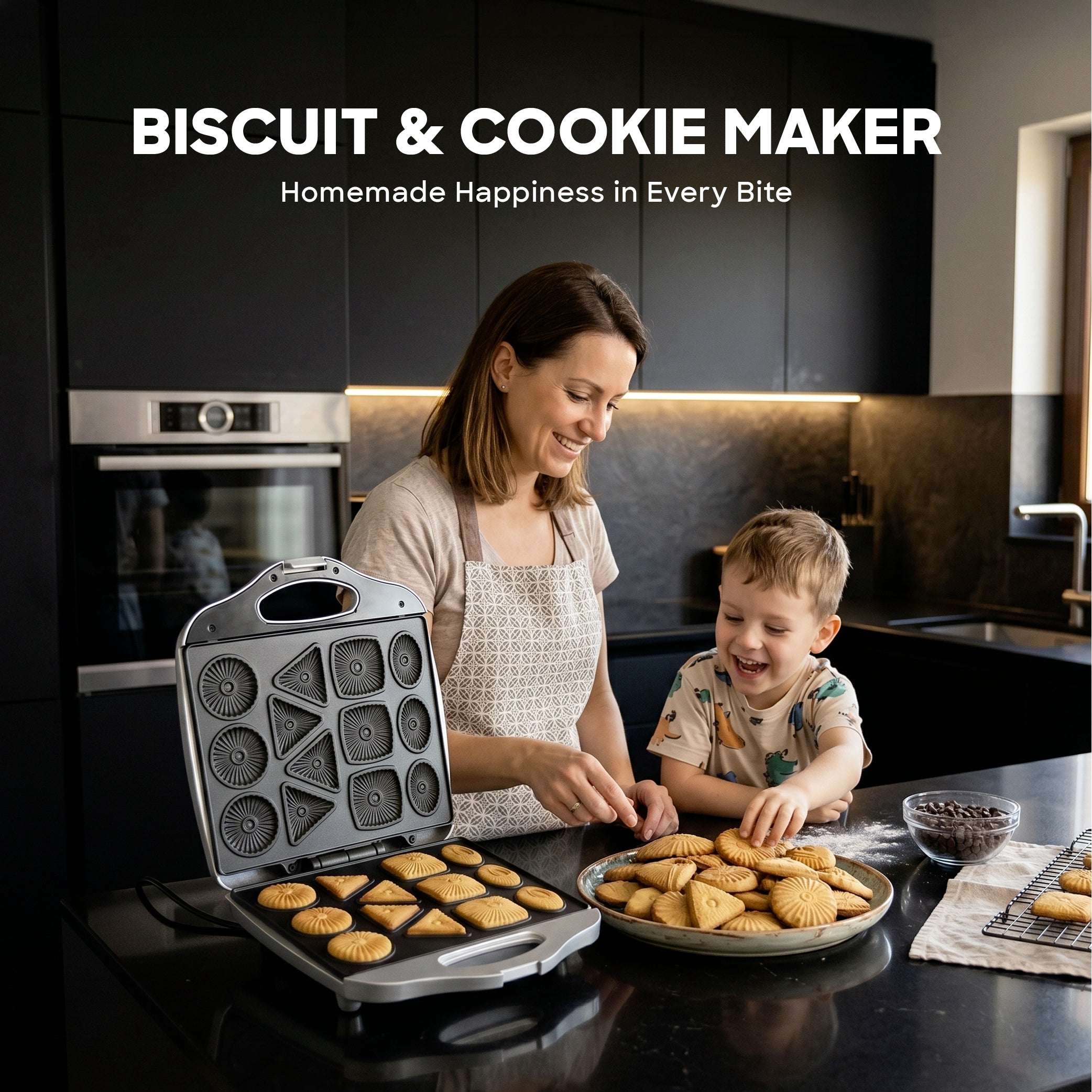 Sanford Biscuit and Cookie Maker Non-Stick Plate 4 Shapes 1400W - SF5778BM Sanford KSA