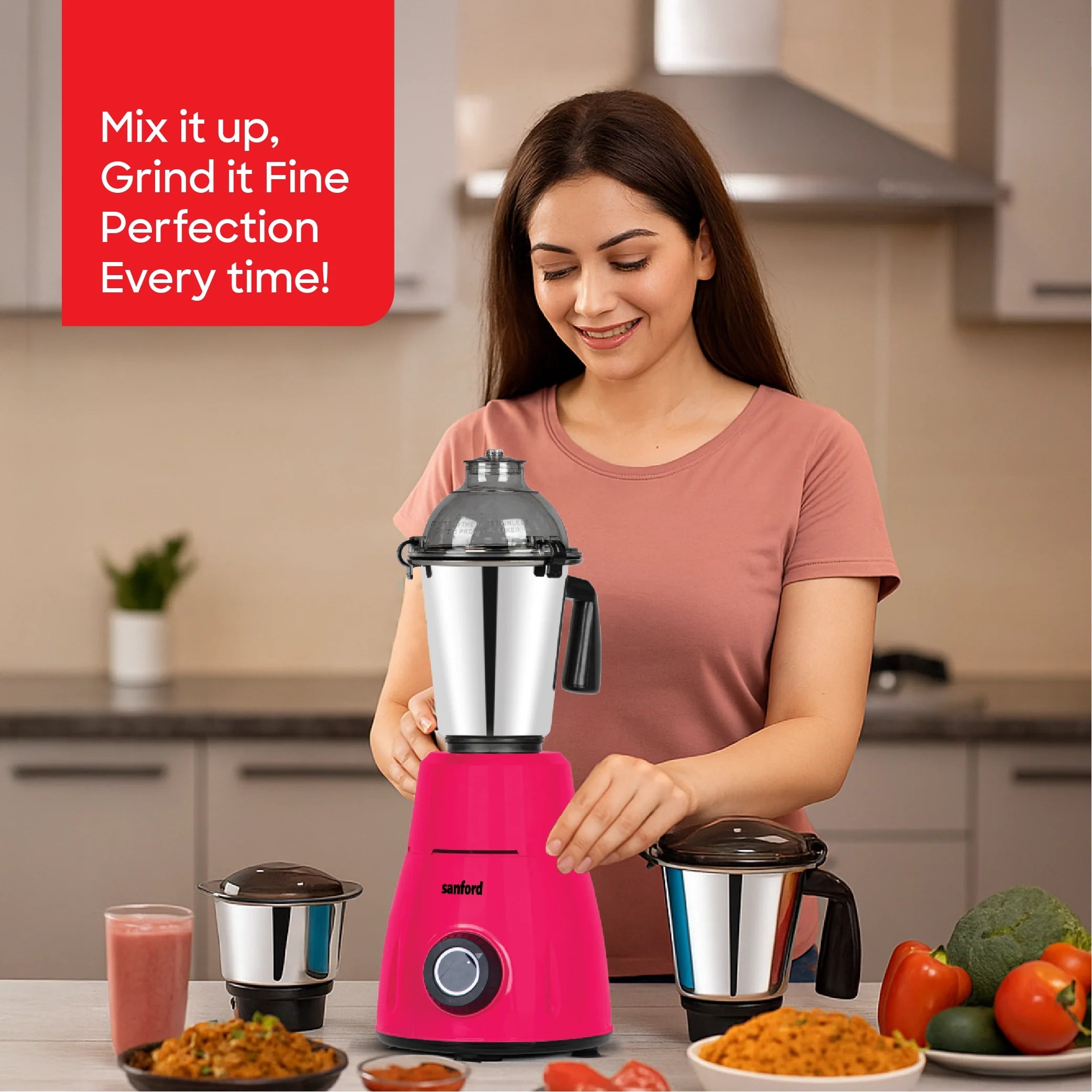 3 in 1 mixer grinder with stainless steel jars 800W sanford 2