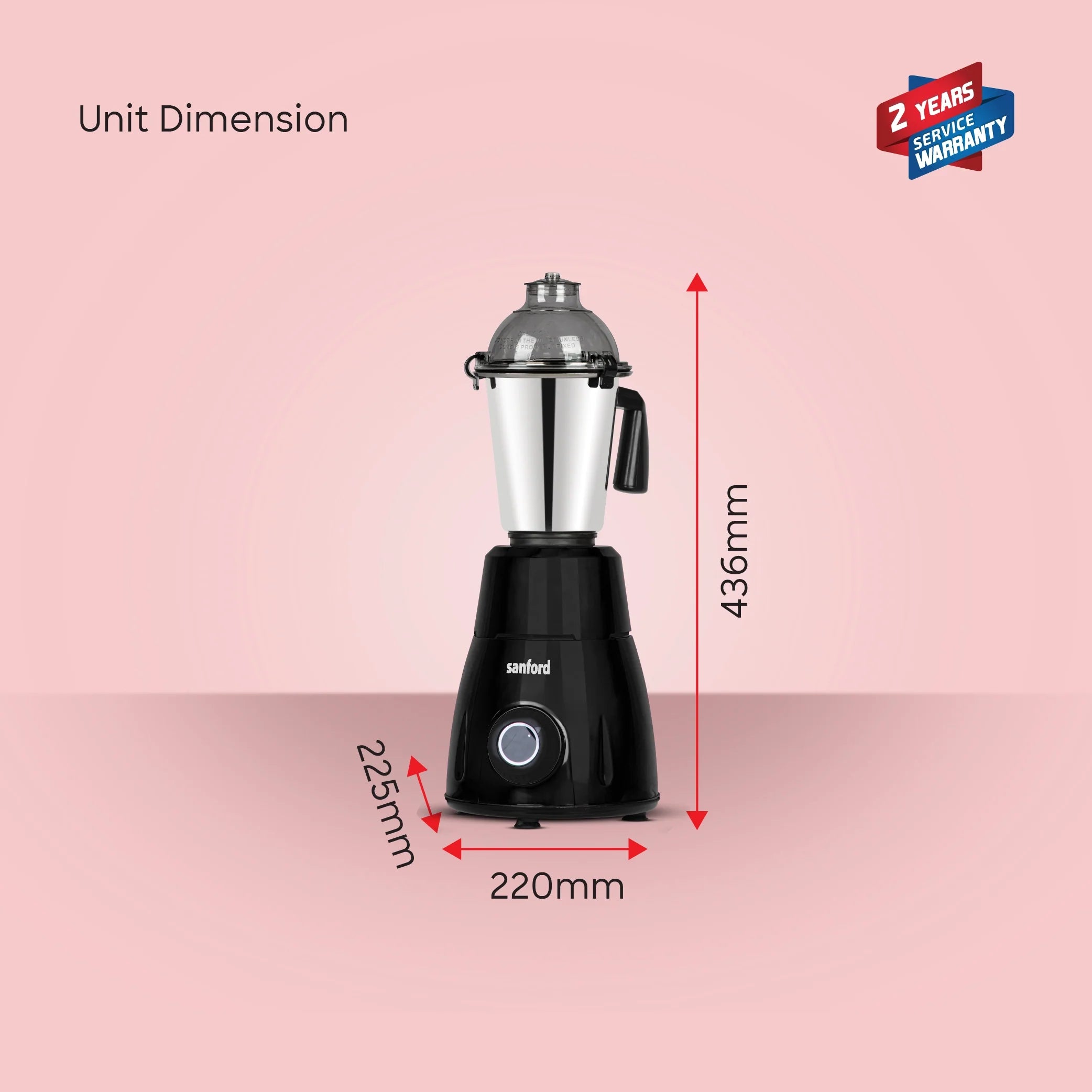 3 in 1 mixer grinder with stainless steel jars 800W sanford 6